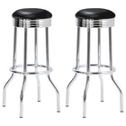Retro Upholstered Metal Swivel Bar Stool (Set of 2)
