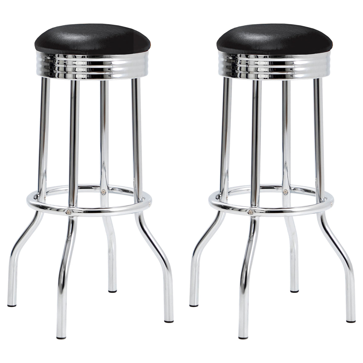 Retro Upholstered Metal Swivel Bar Stool (Set of 2)