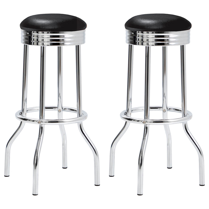 Retro Upholstered Metal Swivel Bar Stool (Set of 2)