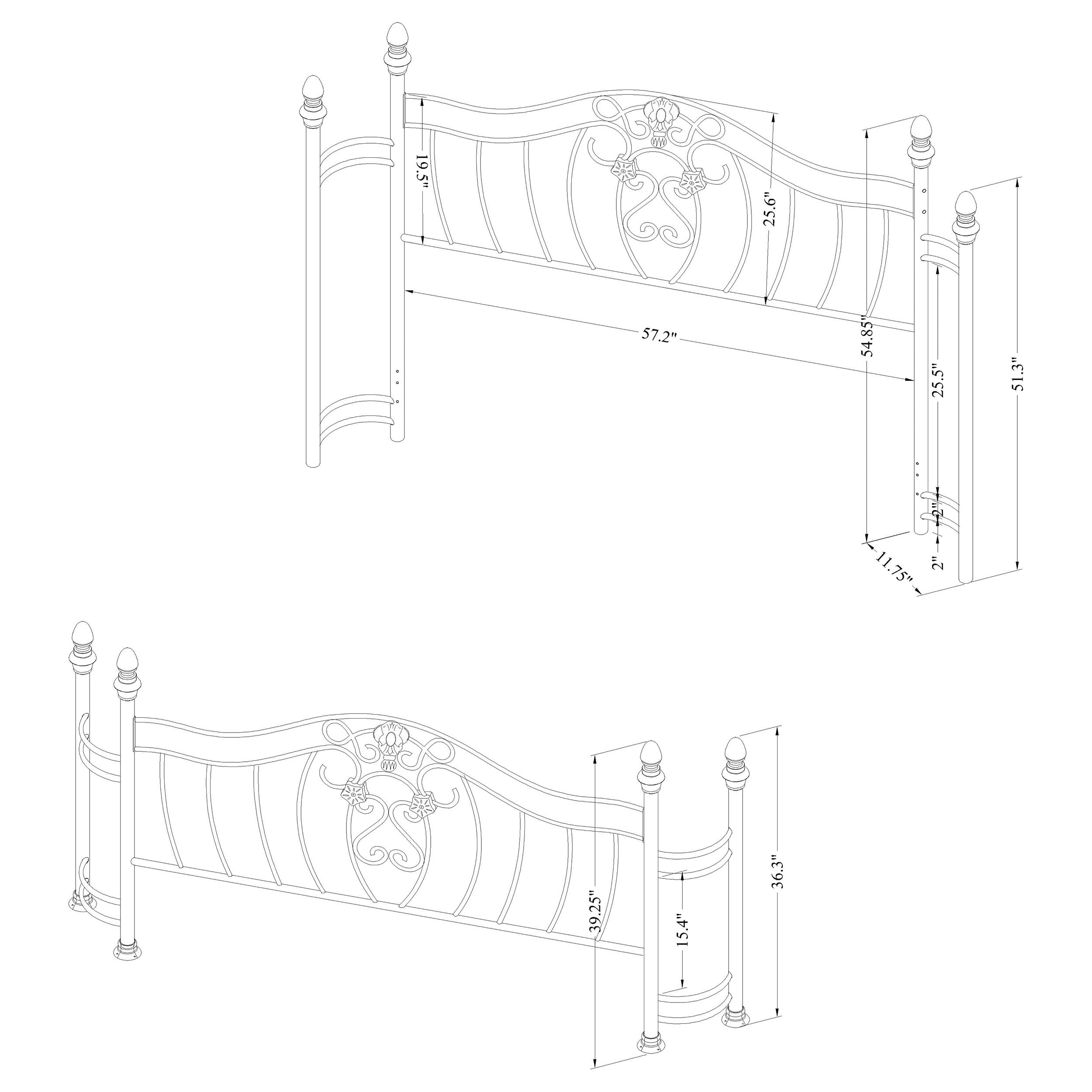 Sydney  Headboard and Footboard Brushed Gold
