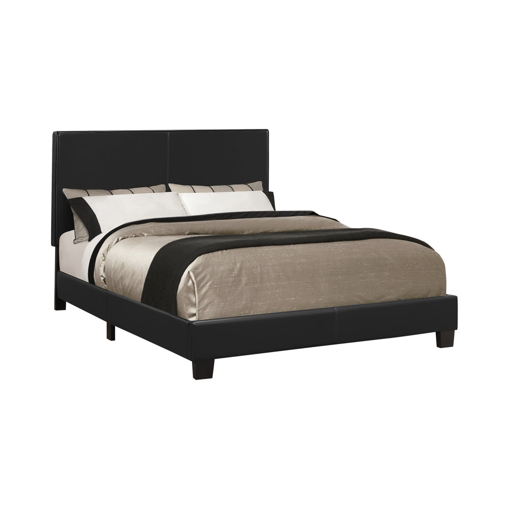Mauve Upholstered  Panel Bed Black