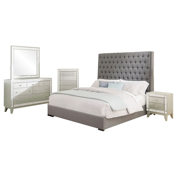 Camille  California King Bedroom Set Metallic Mercury
