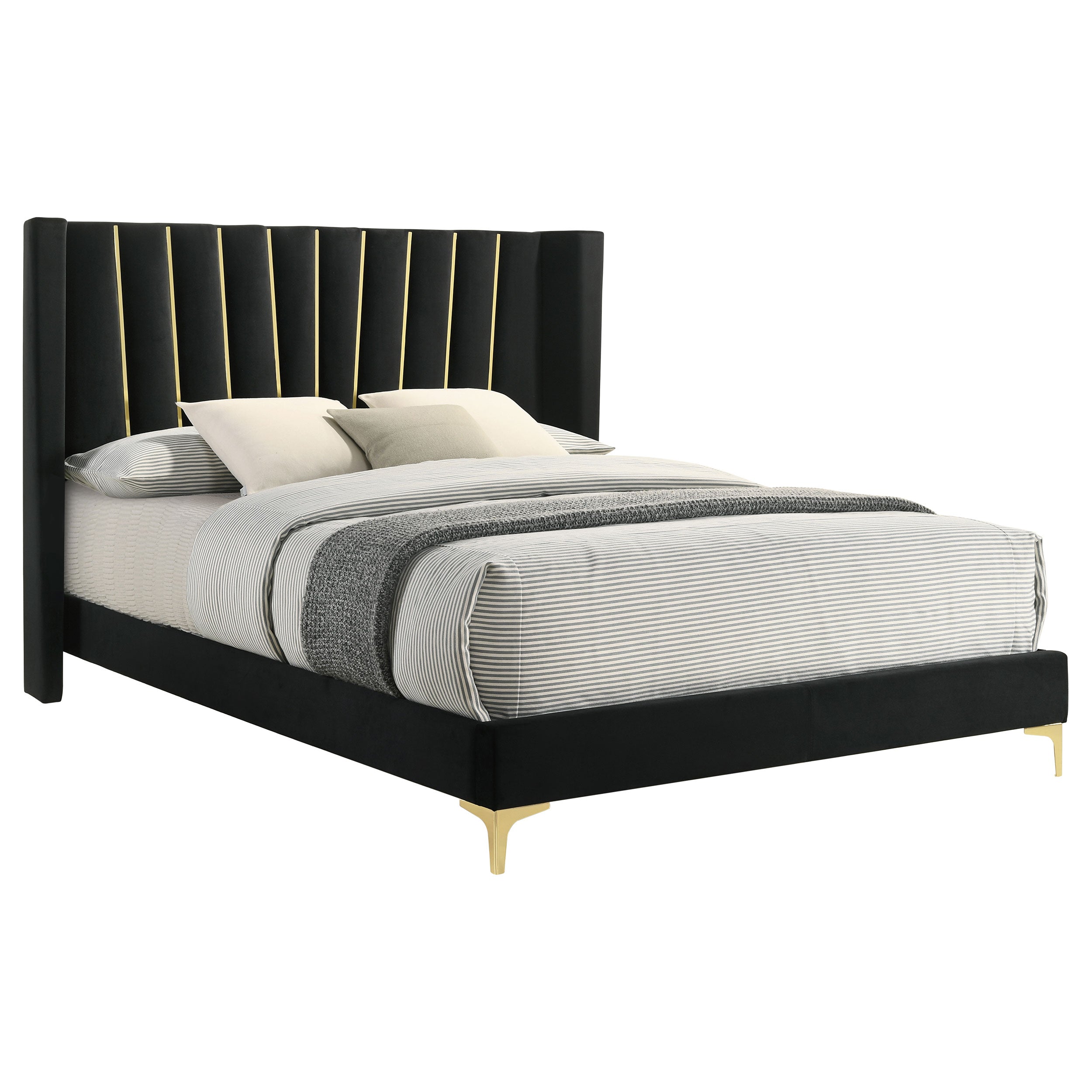 Kendall Upholstered California King Panel Bed Black