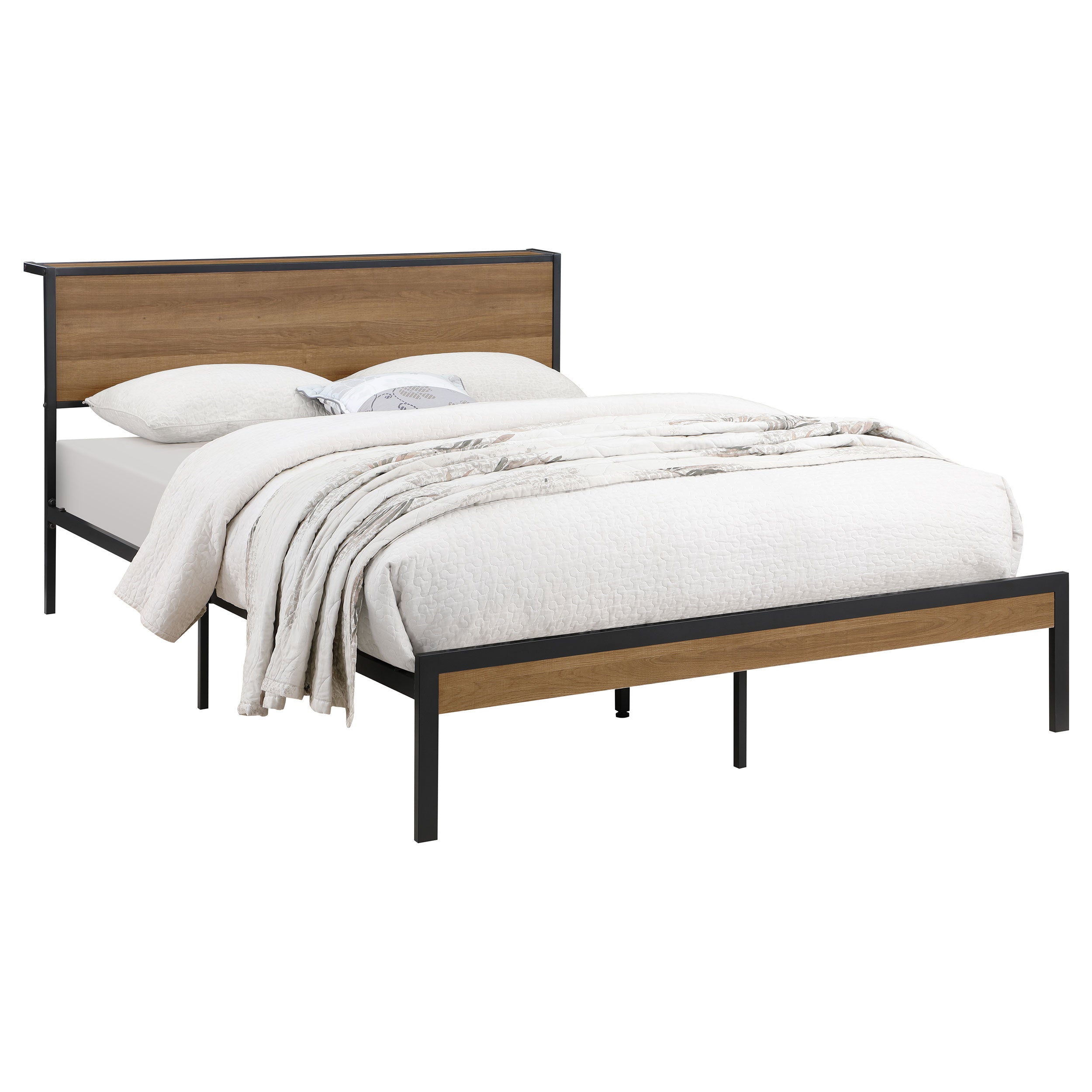 Ricky Metal  Panel Bed Light Oak