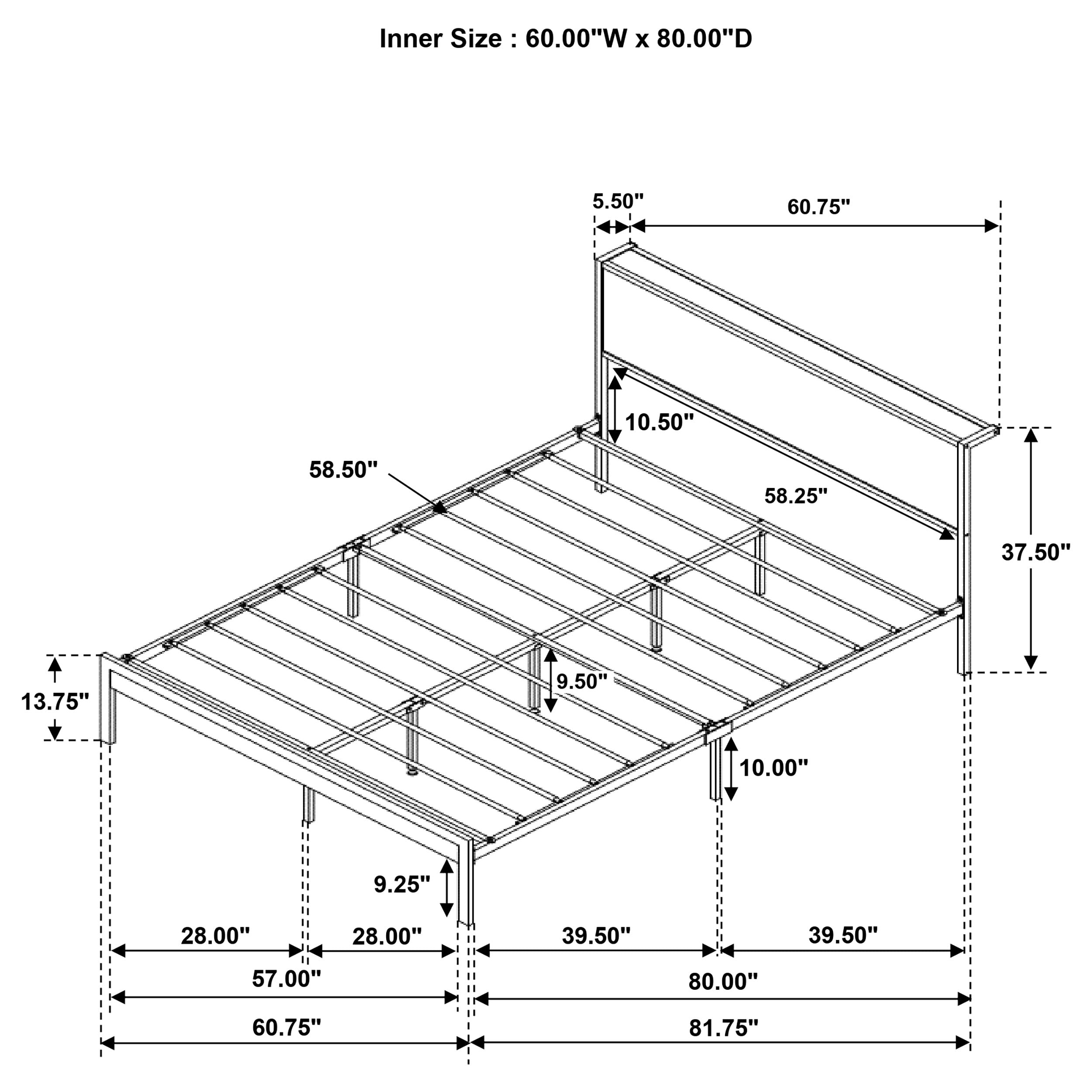 Ricky Metal  Panel Bed Light Oak