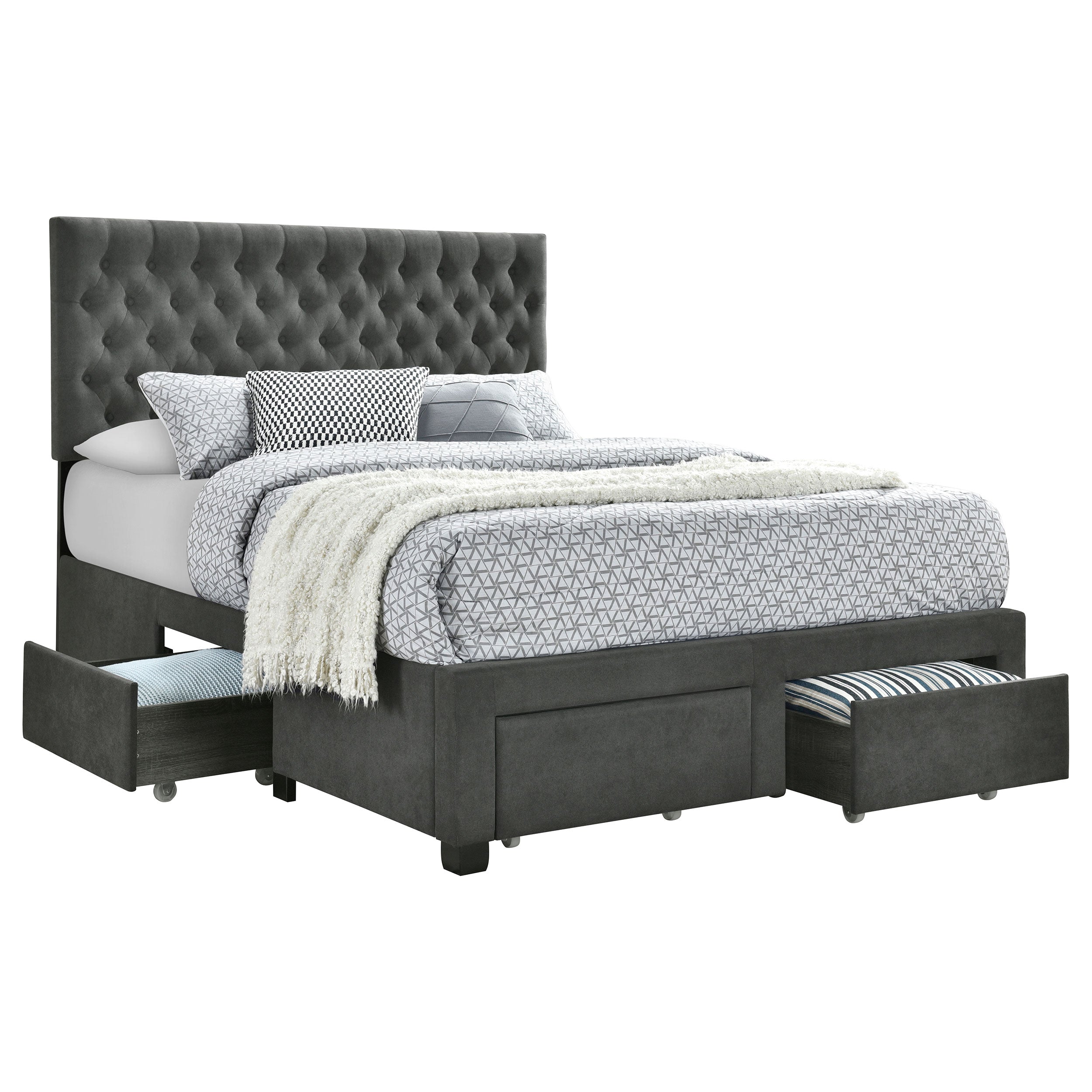 Soledad Upholstered  Storage Bed Light Grey