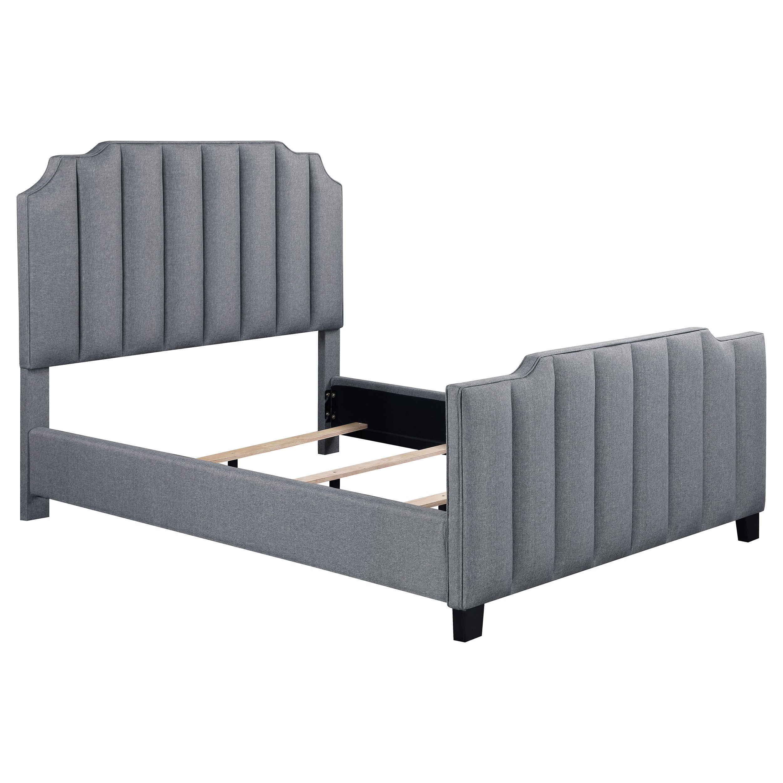 Fiona Upholstered  Panel Bed Light Grey