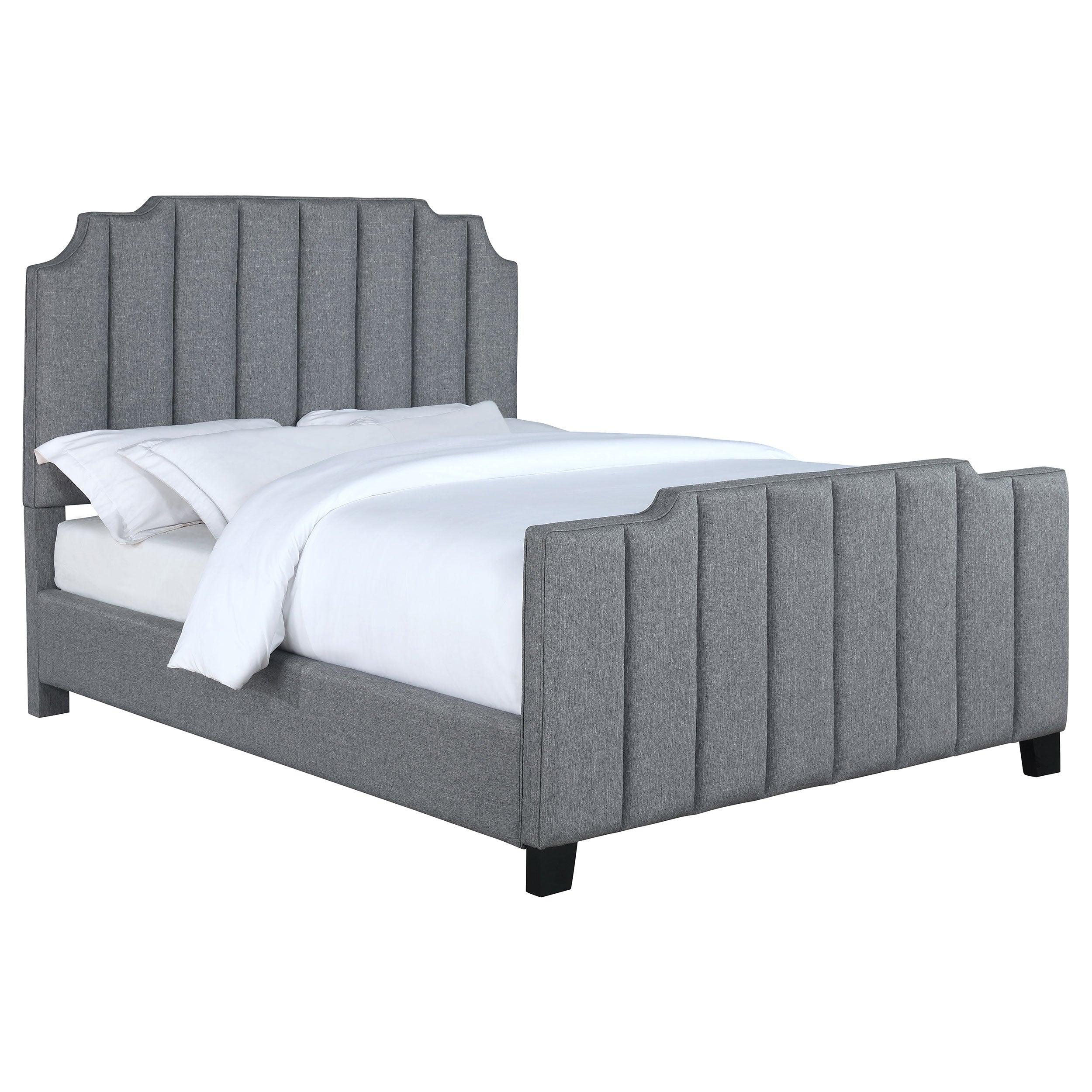 Fiona Upholstered  Panel Bed Light Grey