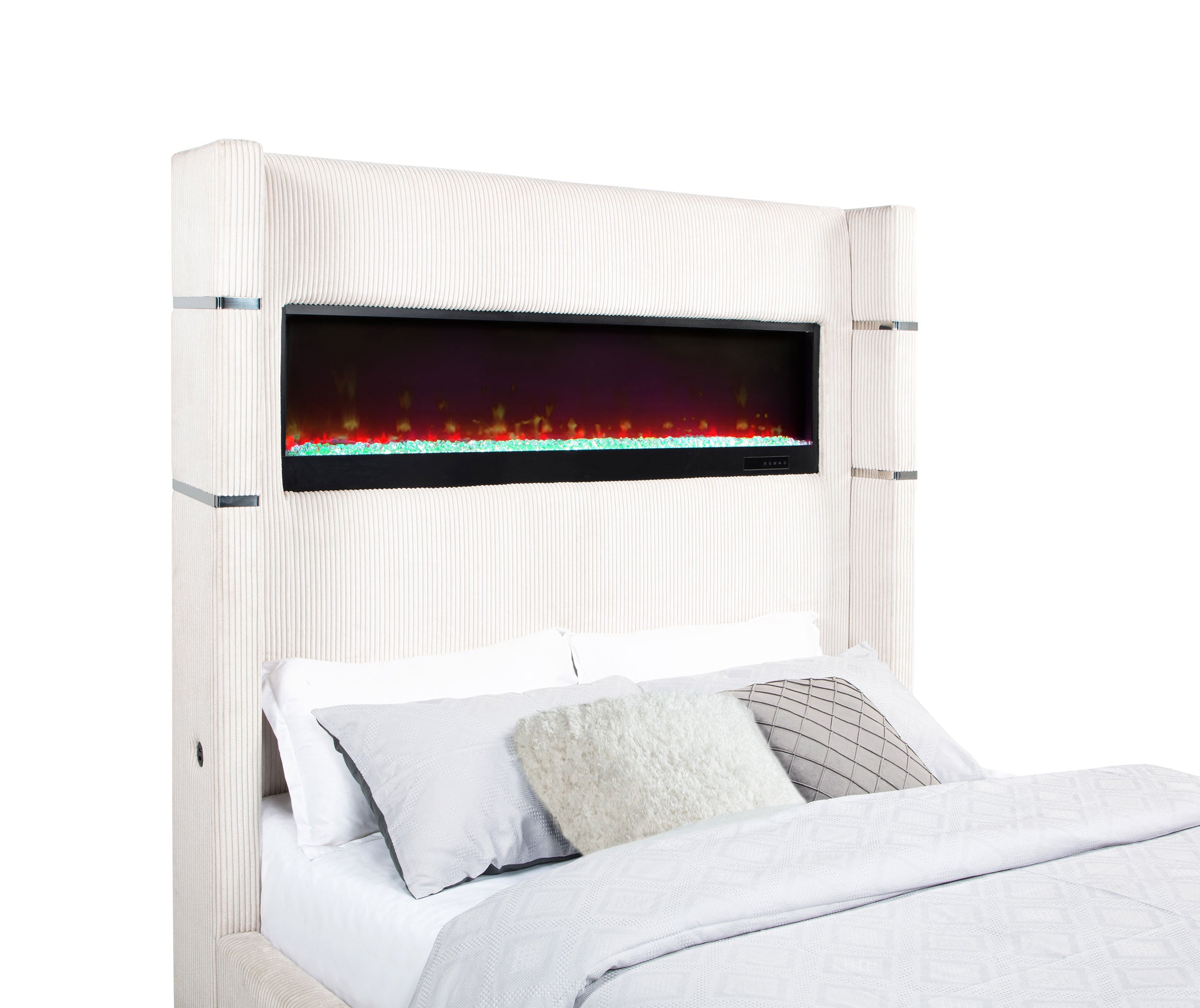Tisdall Upholstered Cal King Flame Visualizer Bed Black