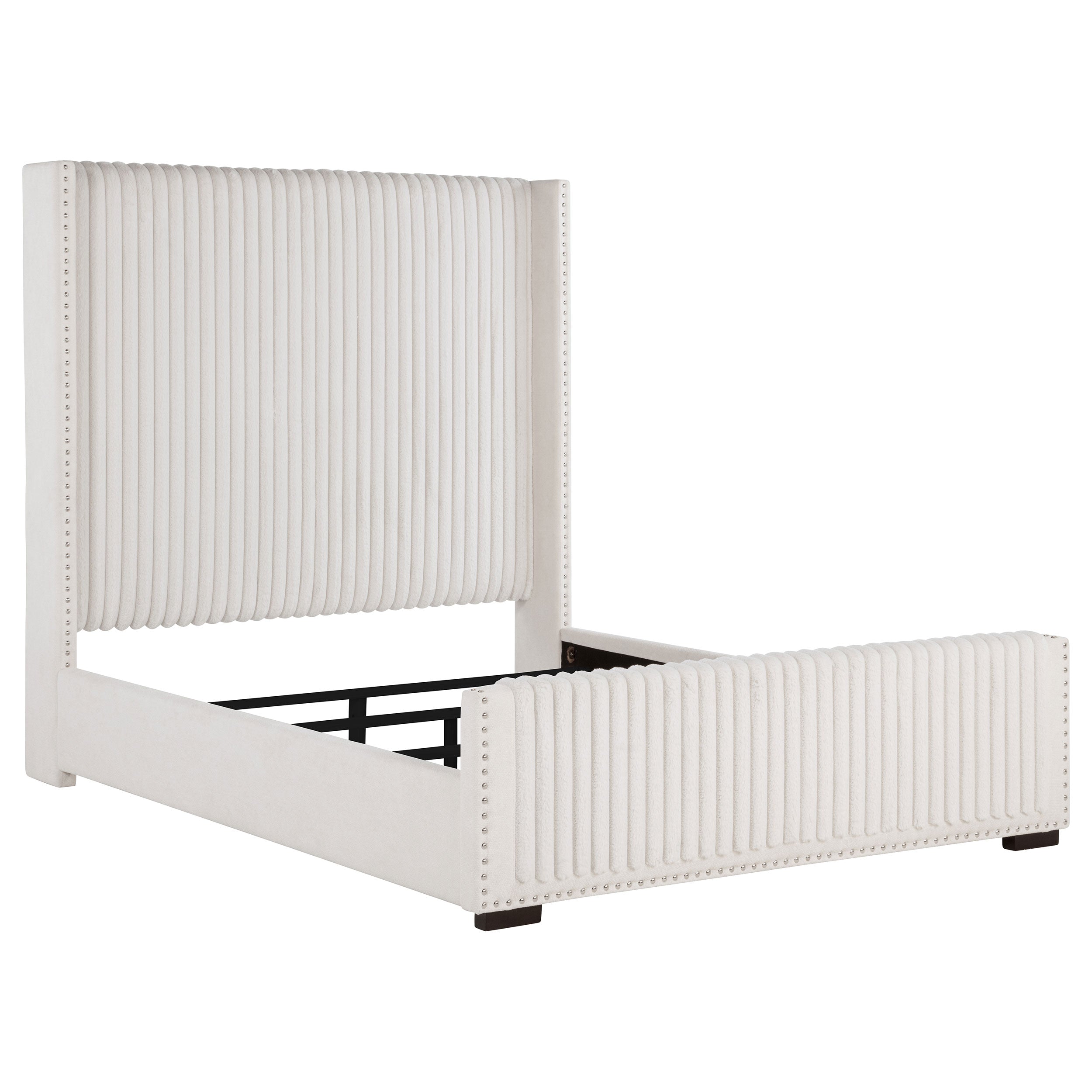 Natasha 65-inch Upholstered  Wingback Bed Cream