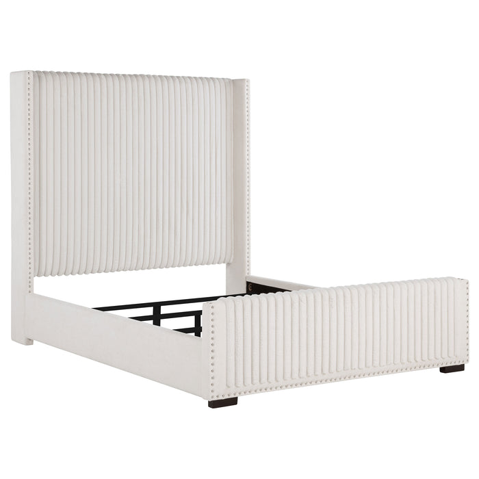 Natasha 65-inch Upholstered  Wingback Bed Cream