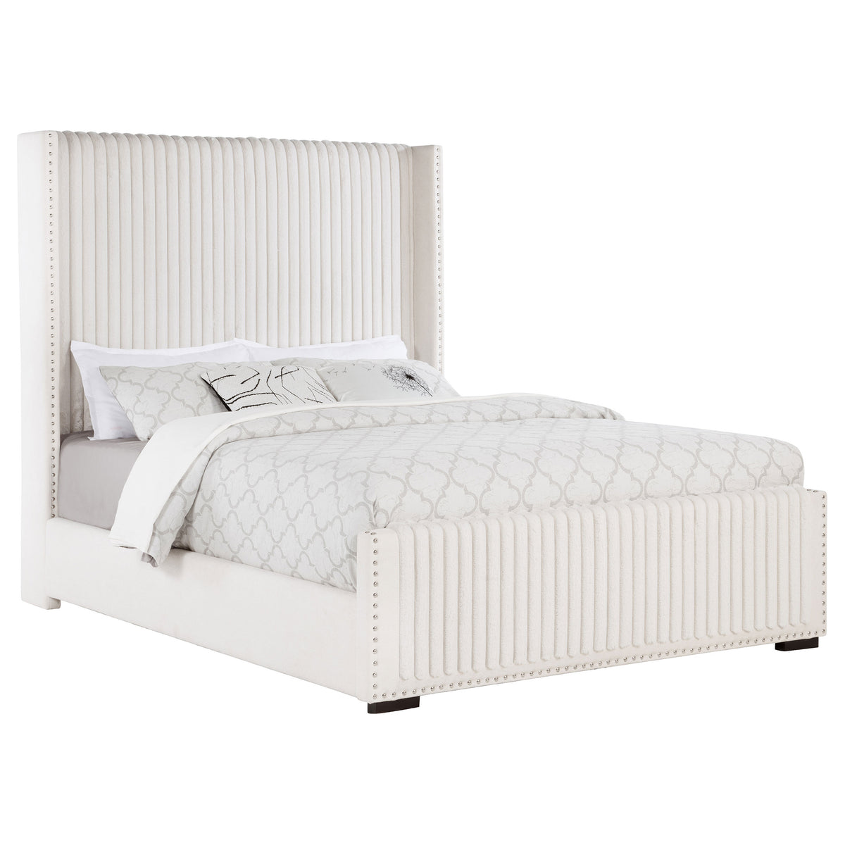 Natasha 65-inch Upholstered  Wingback Bed Cream