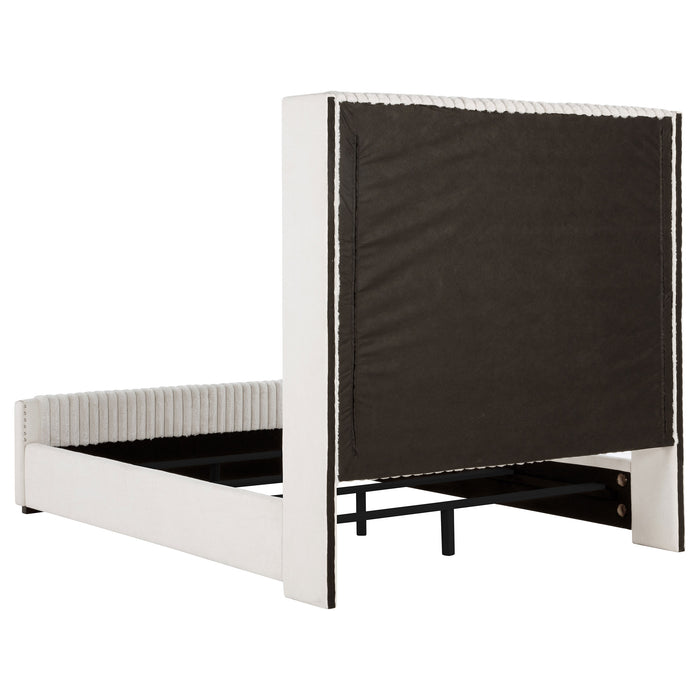 Natasha 65-inch Upholstered  Wingback Bed Cream