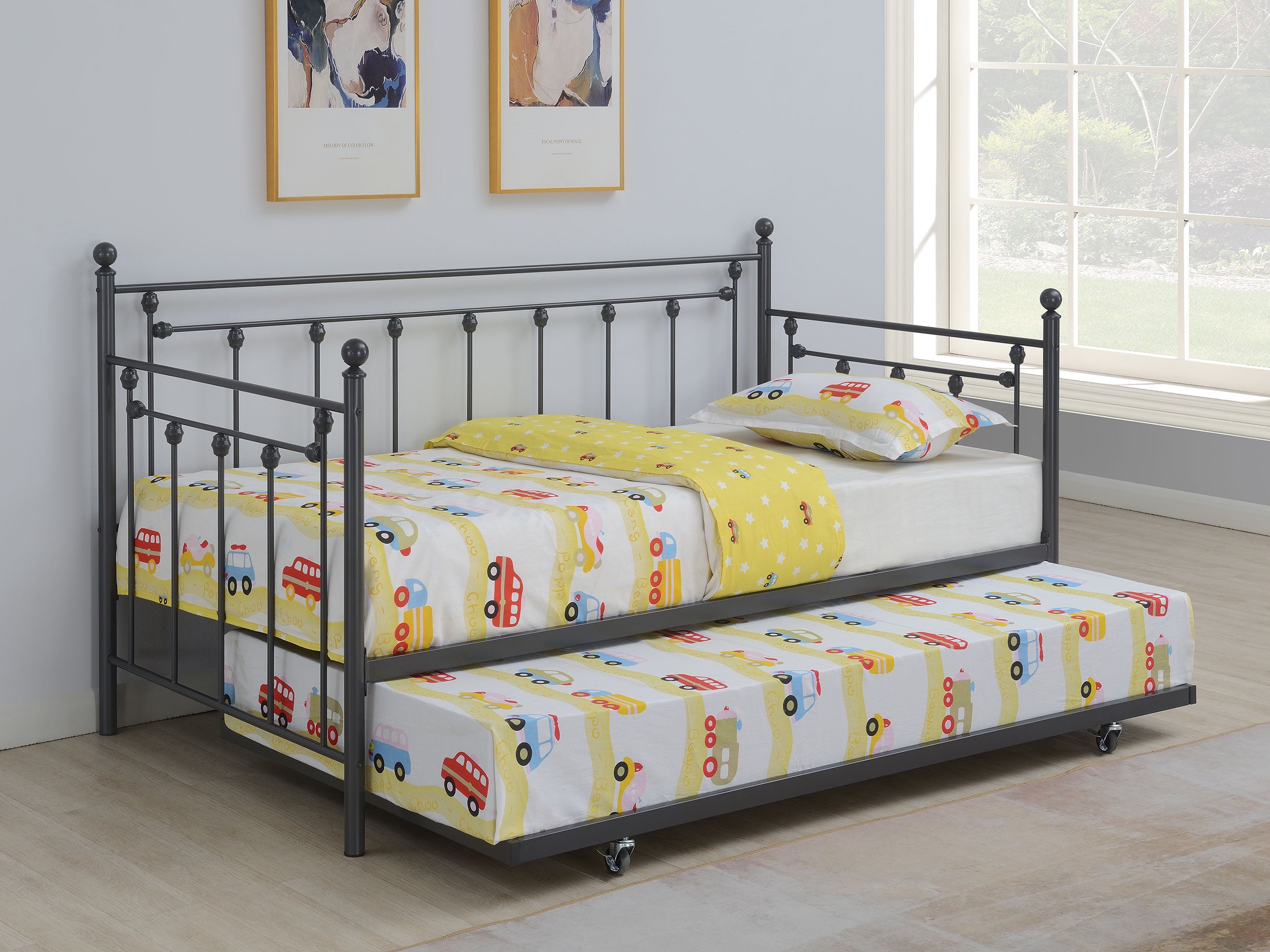 Nocus Metal  Daybed with Trundle Gunmetal