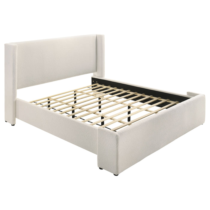 Alamosa Boucle Upholstered  Platform Bed White