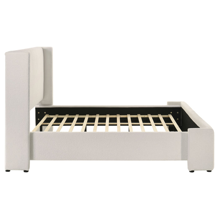 Alamosa Boucle Upholstered  Platform Bed White