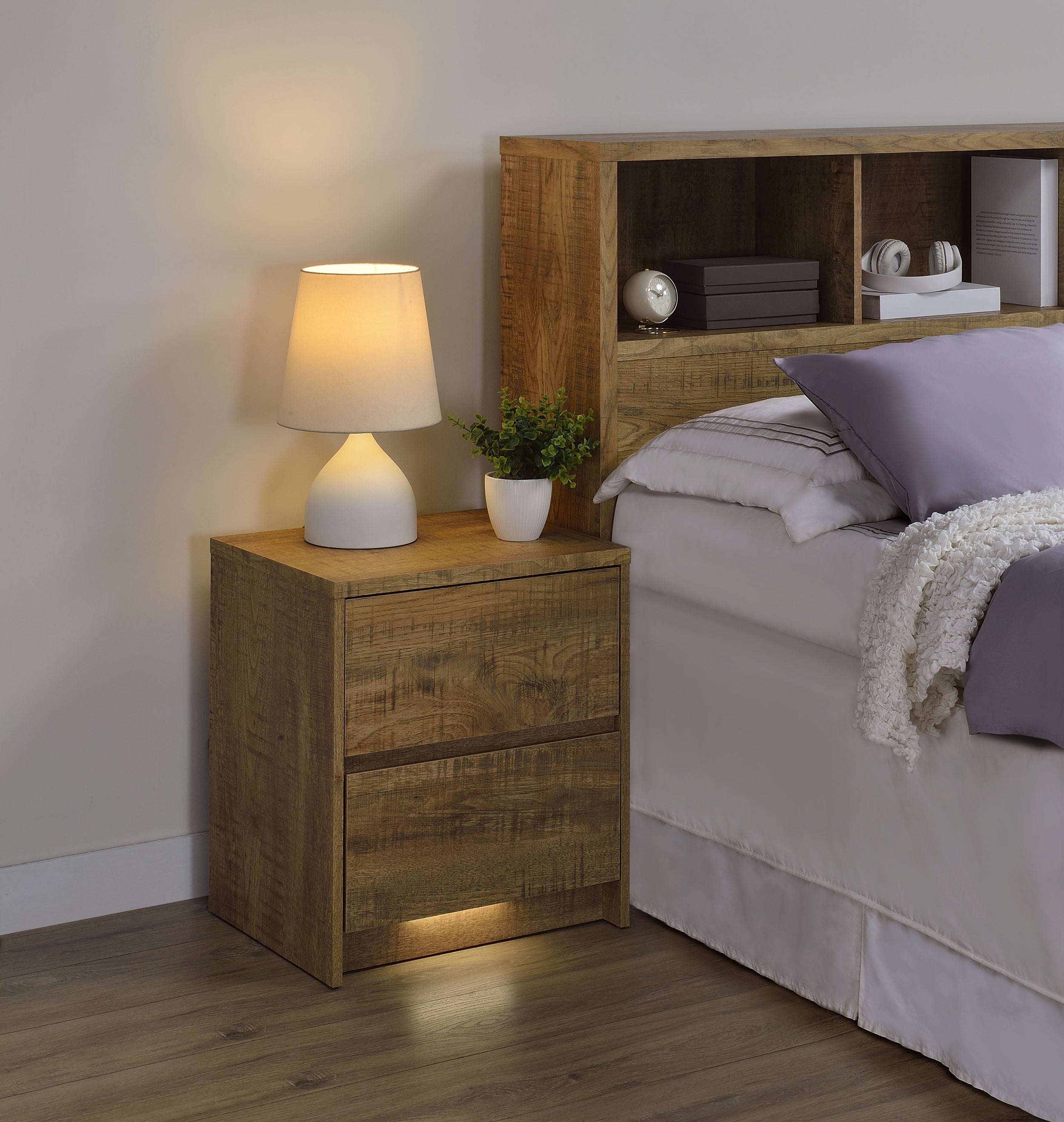 Westpark 2-drawer Nightstand LED Lights and USB Black