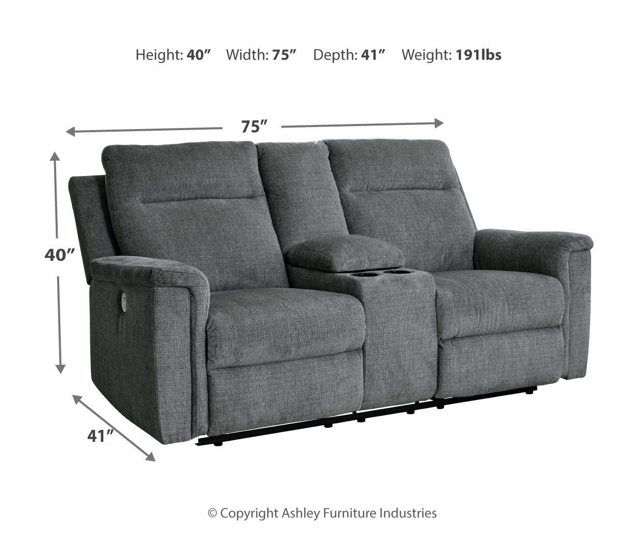 Barnsana Power Reclining Loveseat w/Console
