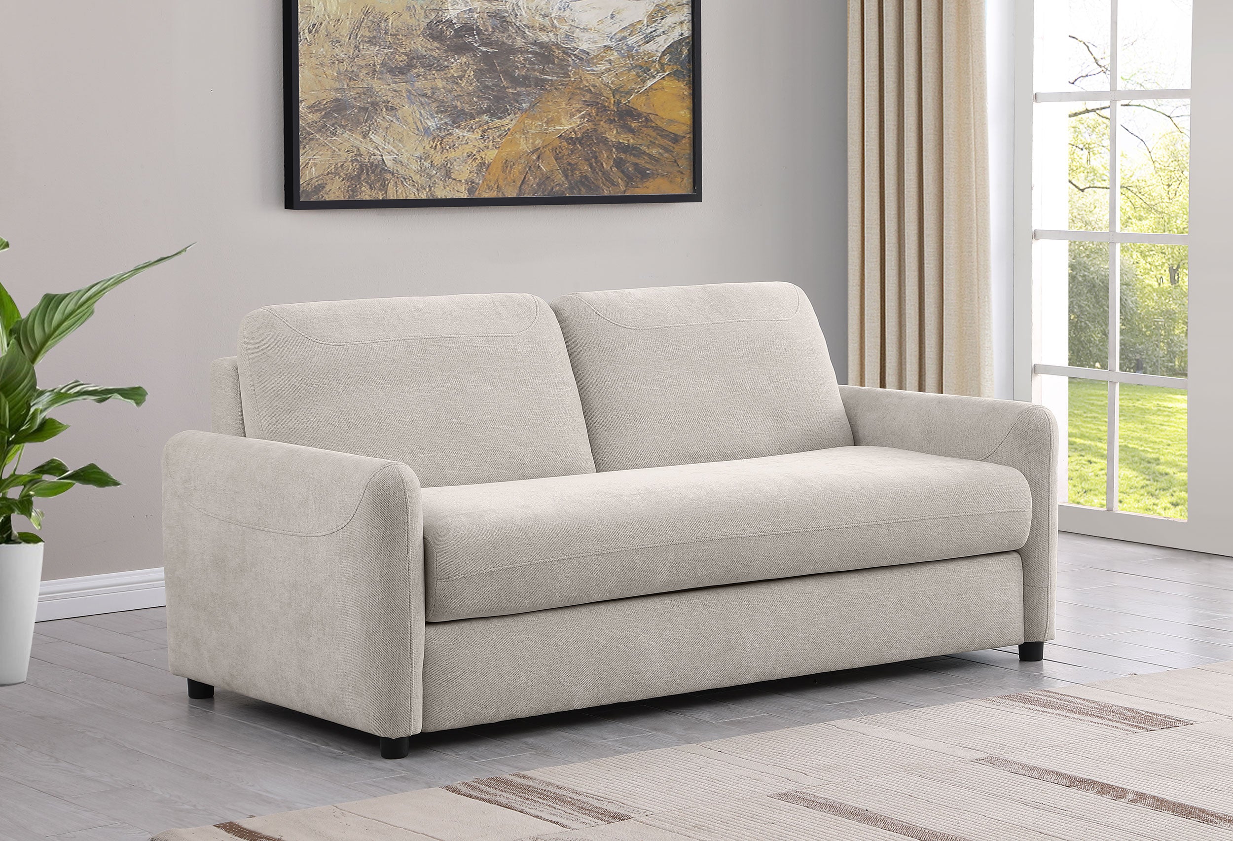 Rylie Upholstered Sofa Sleeper with  Mattress Beige