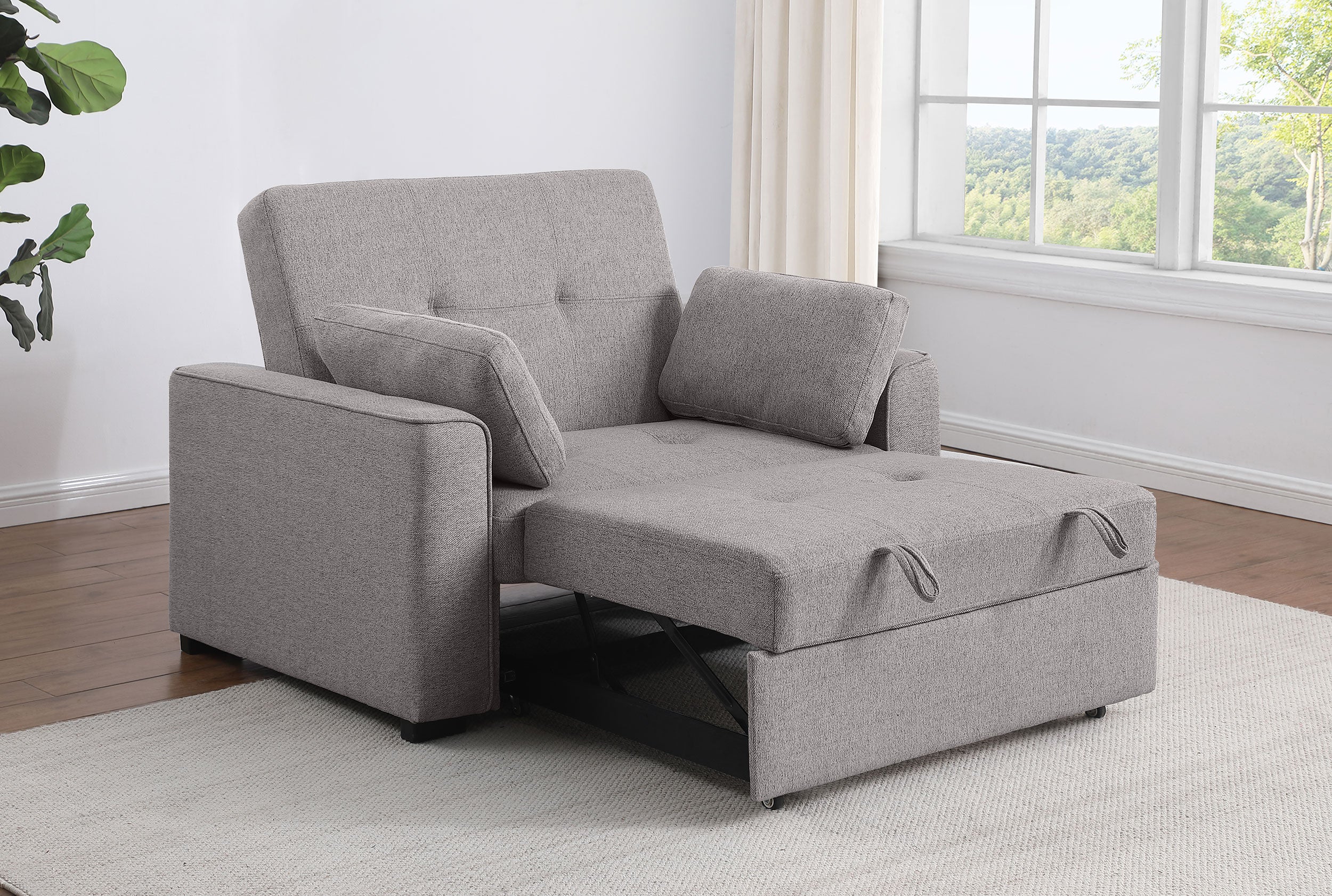 Edith Upholstered Convertible Sleeper Sofa Bed Beige