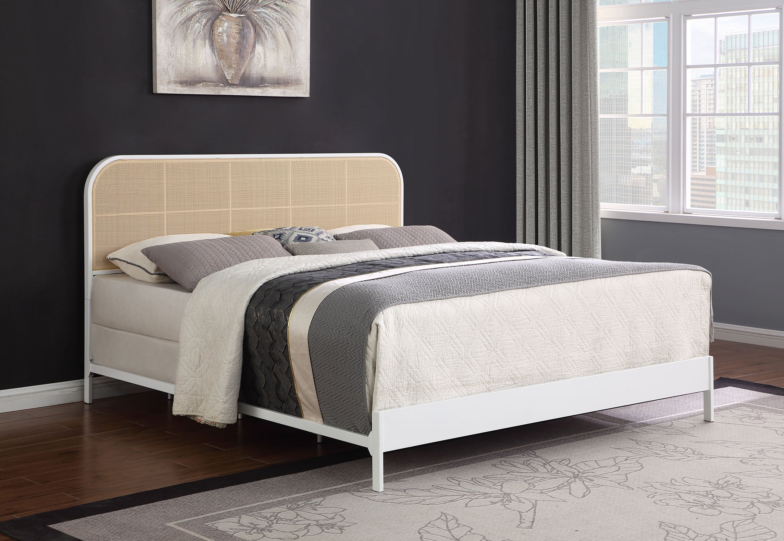 Amherst Radio Weave Rattan Metal Bed Black