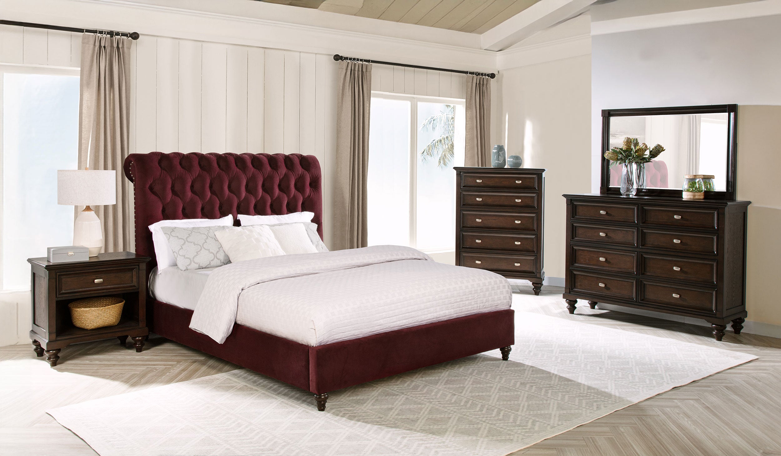 Devon  California King Bedroom Set Beige and Oak