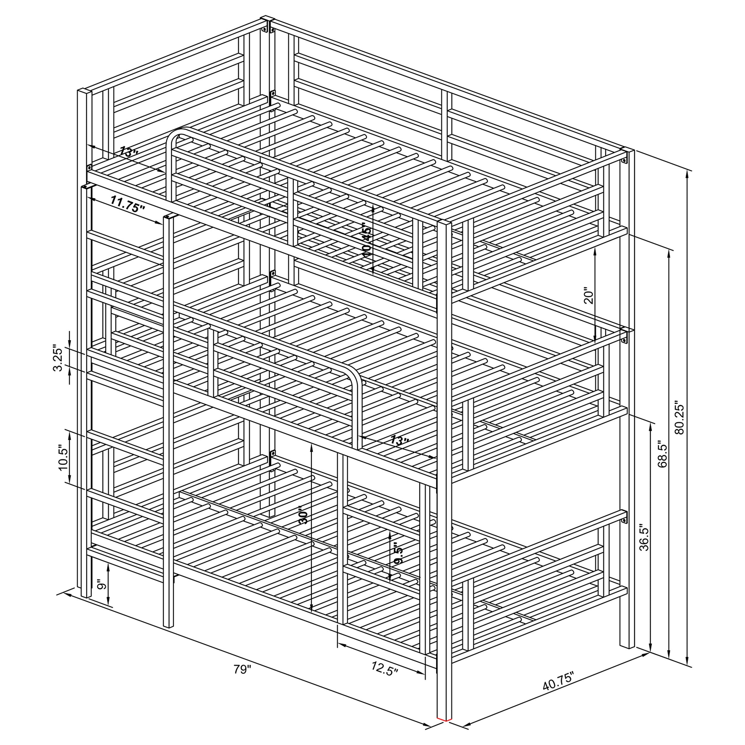 Maynard Metal  Triple Bunk Bed Gunmetal
