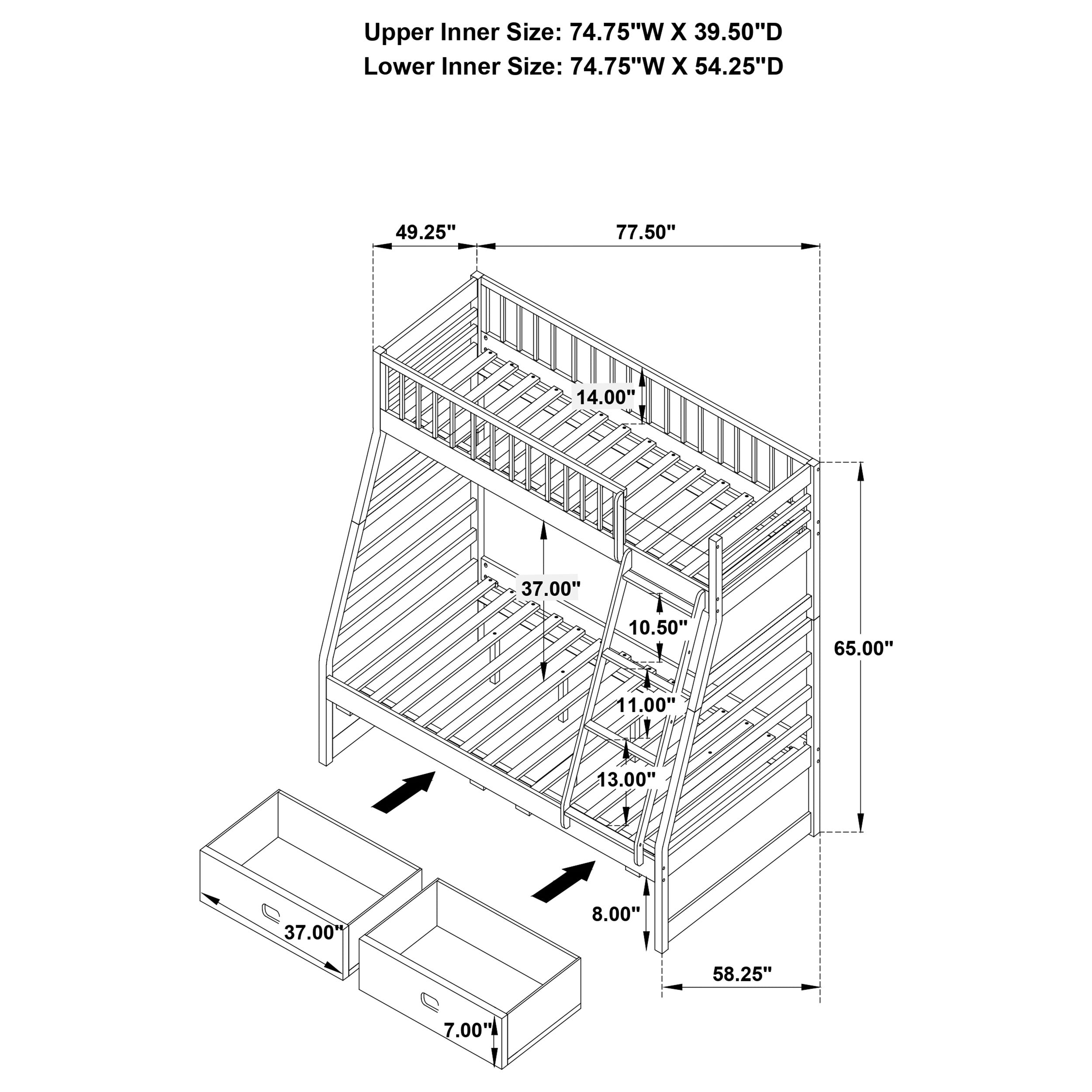 Ashton 2-drawer Wood  Over  Bunk Bed