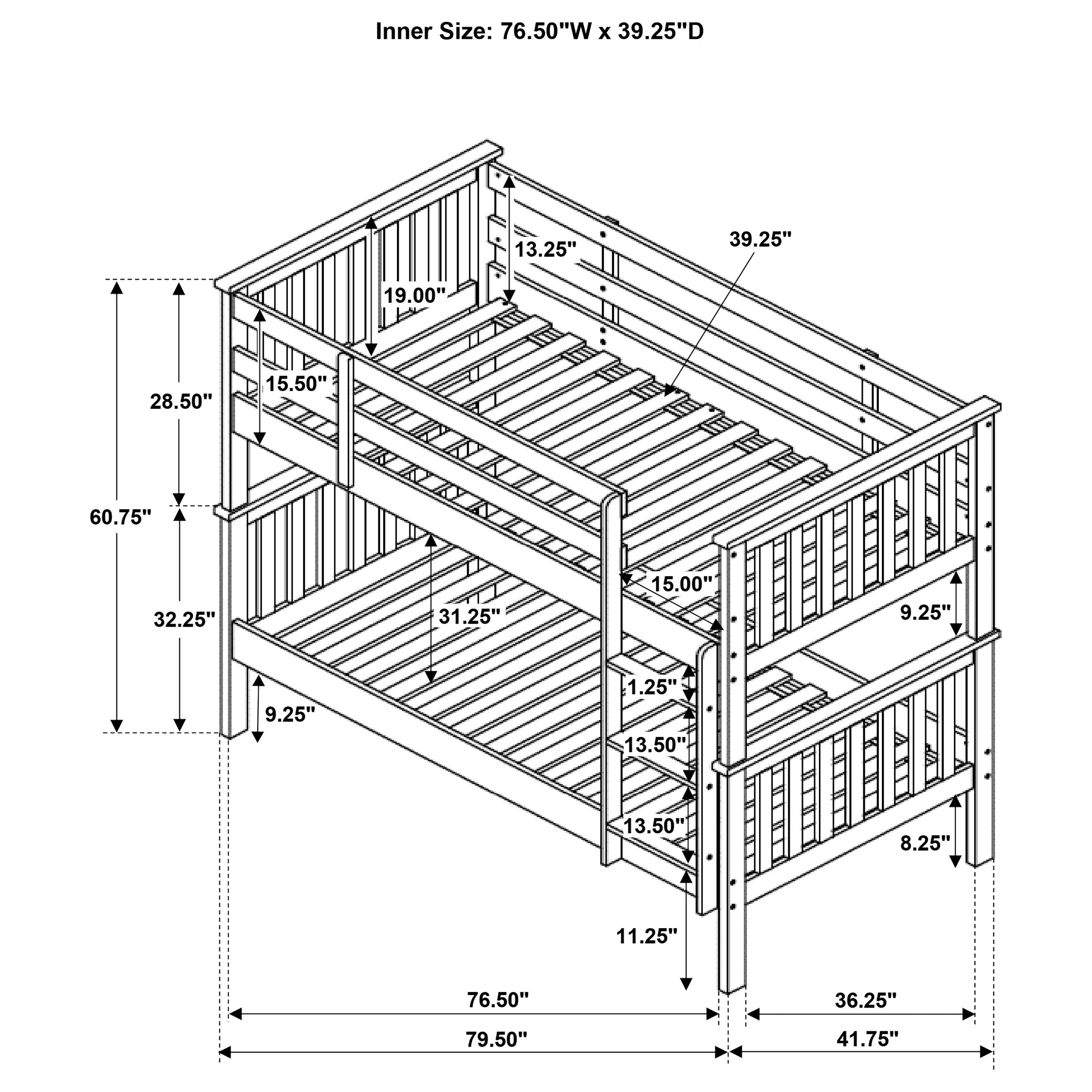 Chapman Wood  Over  Bunk Bed White