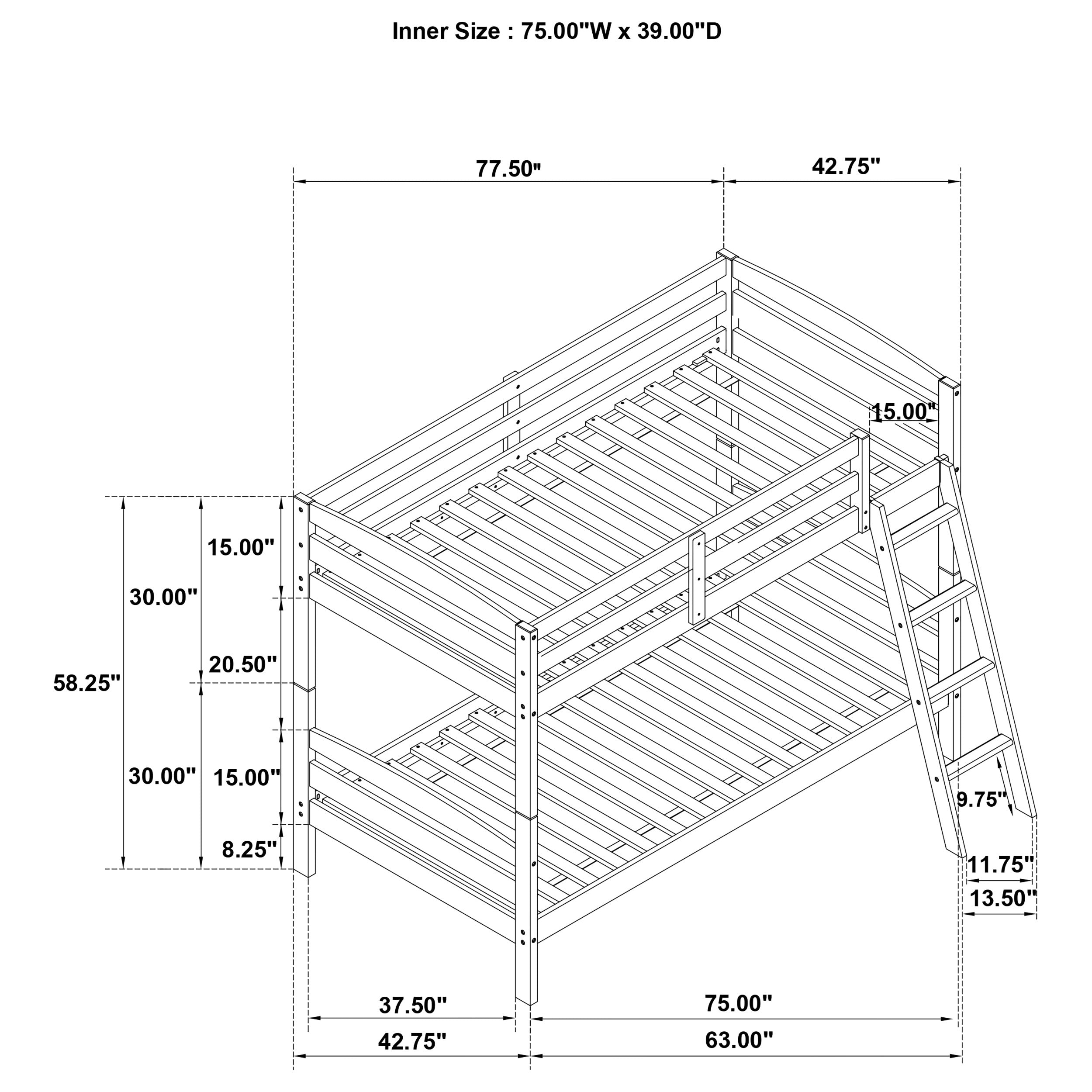 Rhea Wood  Over  Bunk Bed Grey
