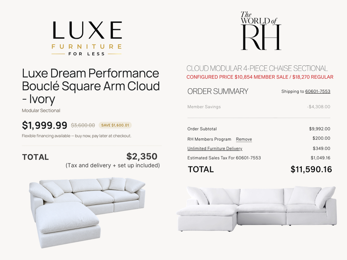 Luxe Dream Performance Bouclé Square Arm Cloud - Ivory