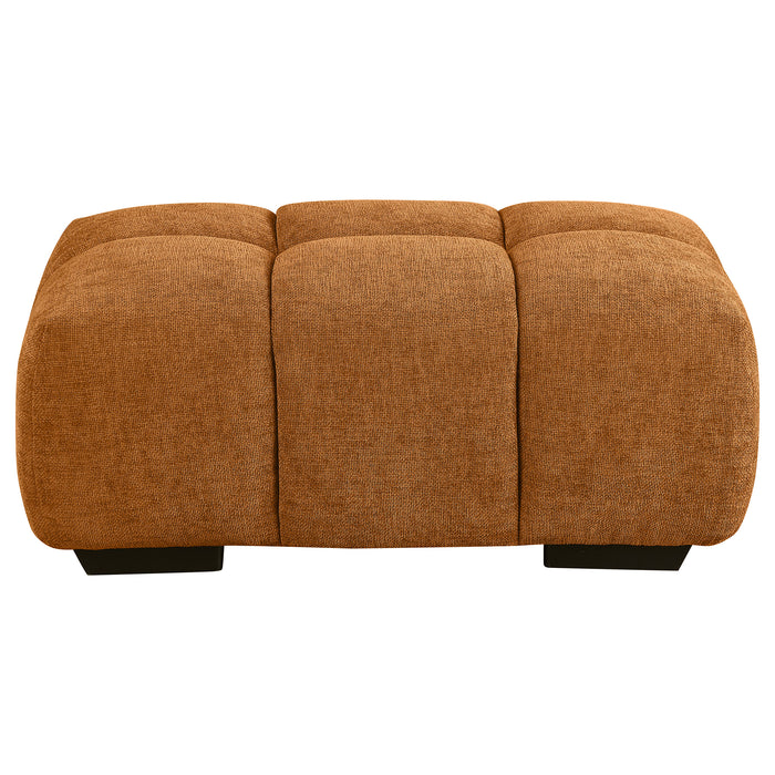 Camacho Rectangular Upholstered Tufted Ottoman Amber