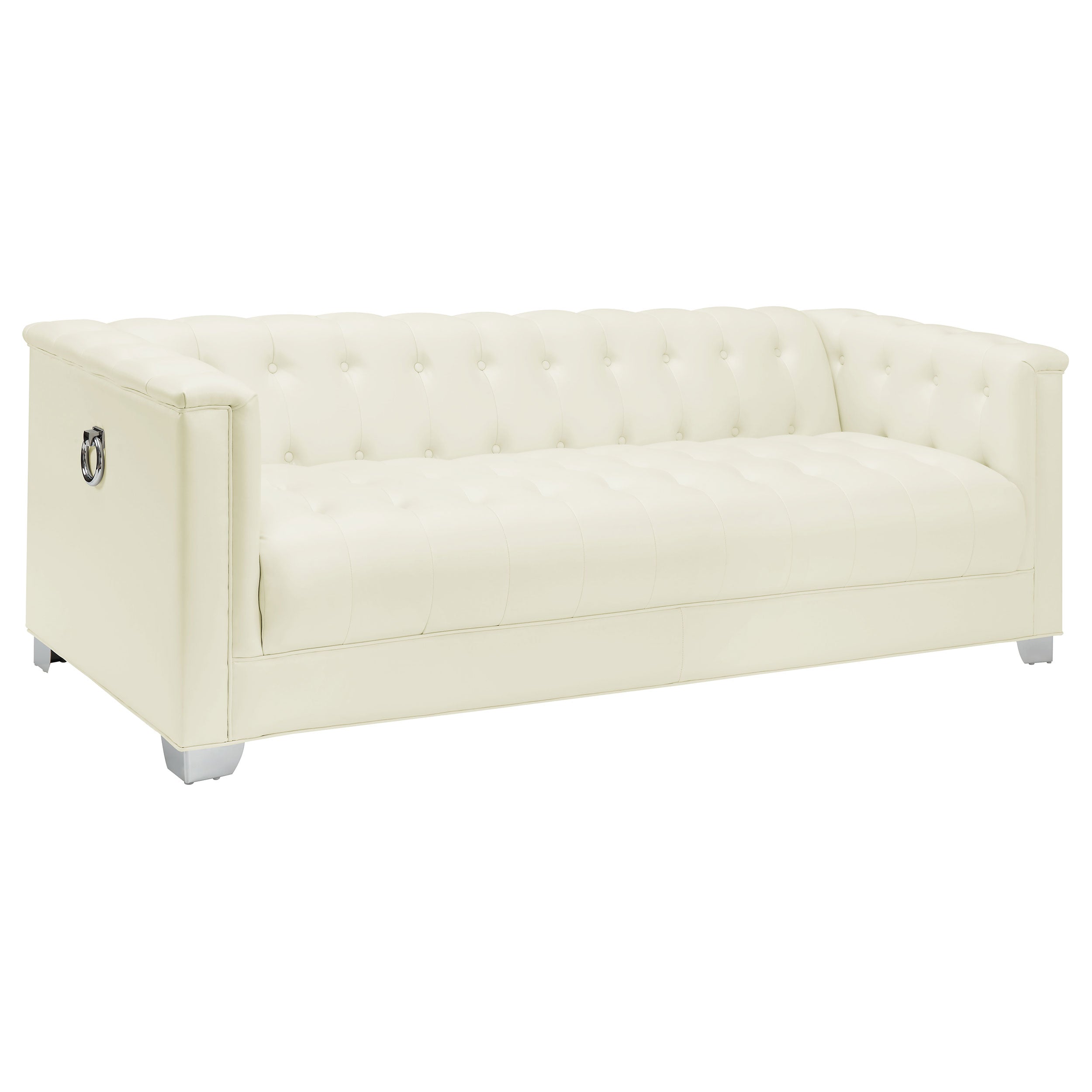 Chaviano  Upholstered Track Arm Sofa Set Pearl White