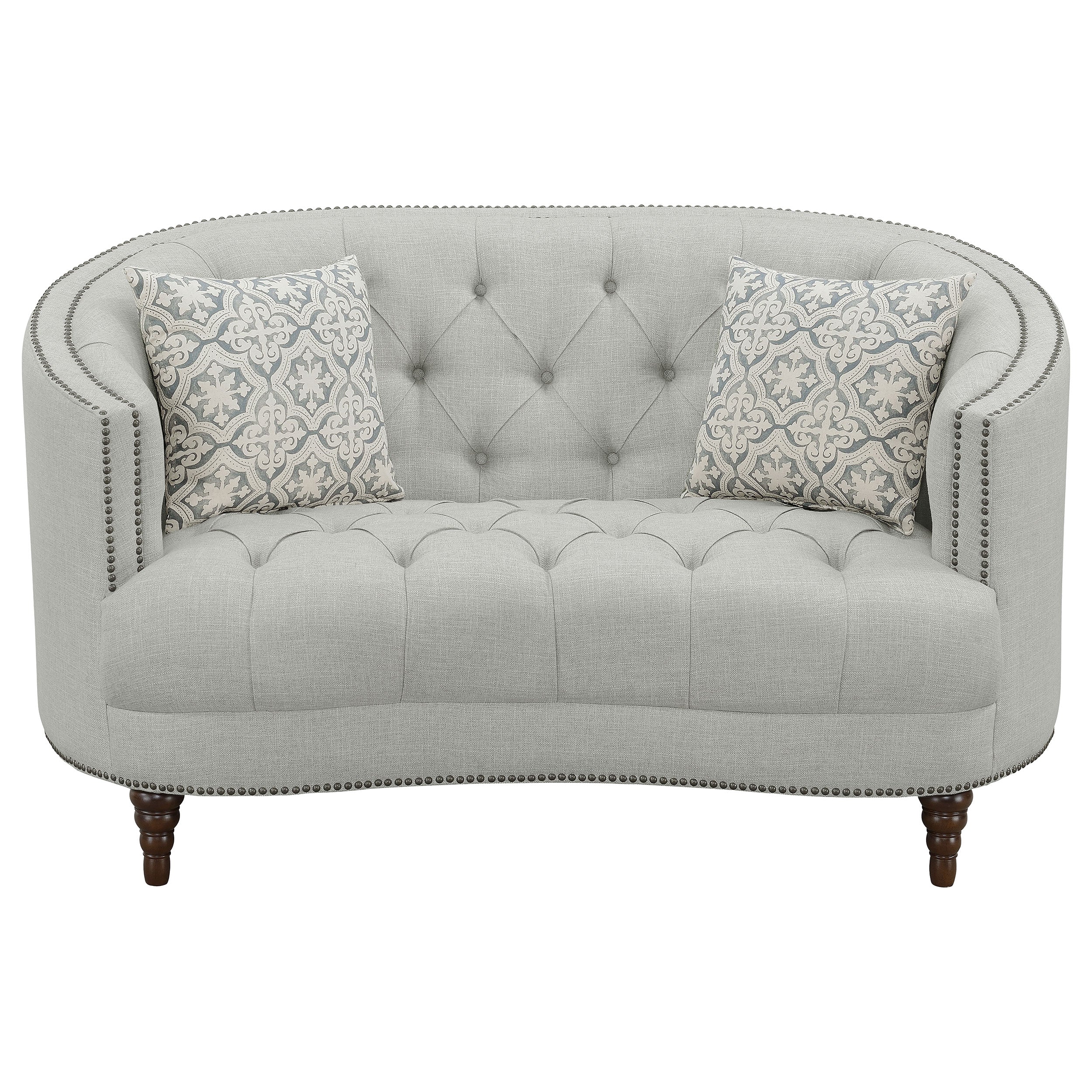 Avonlea Upholstered Sloped Arm Loveseat Grey Fabric