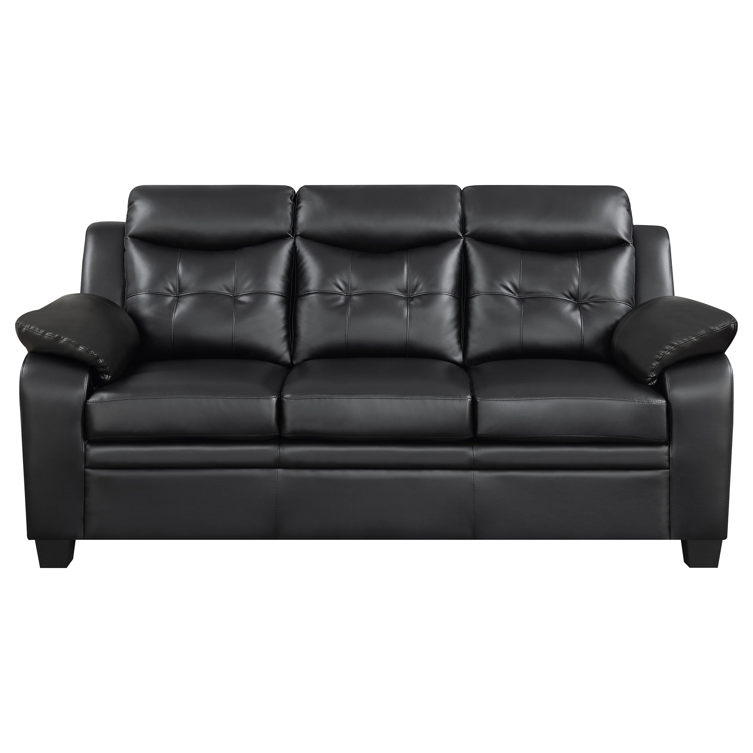 Finley  Upholstered Padded Arm Tufted Sofa Set Black