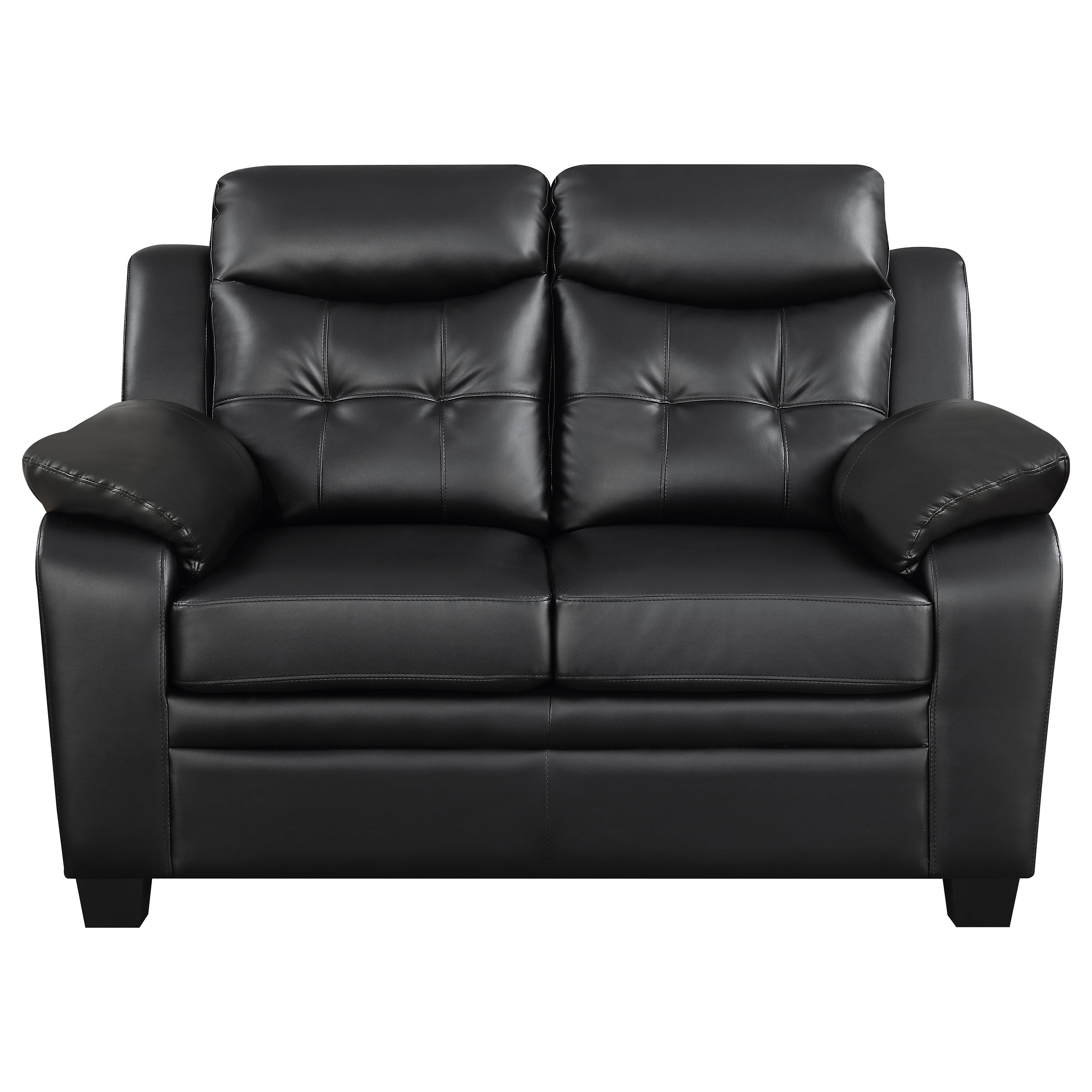 Finley  Upholstered Padded Arm Tufted Sofa Set Black