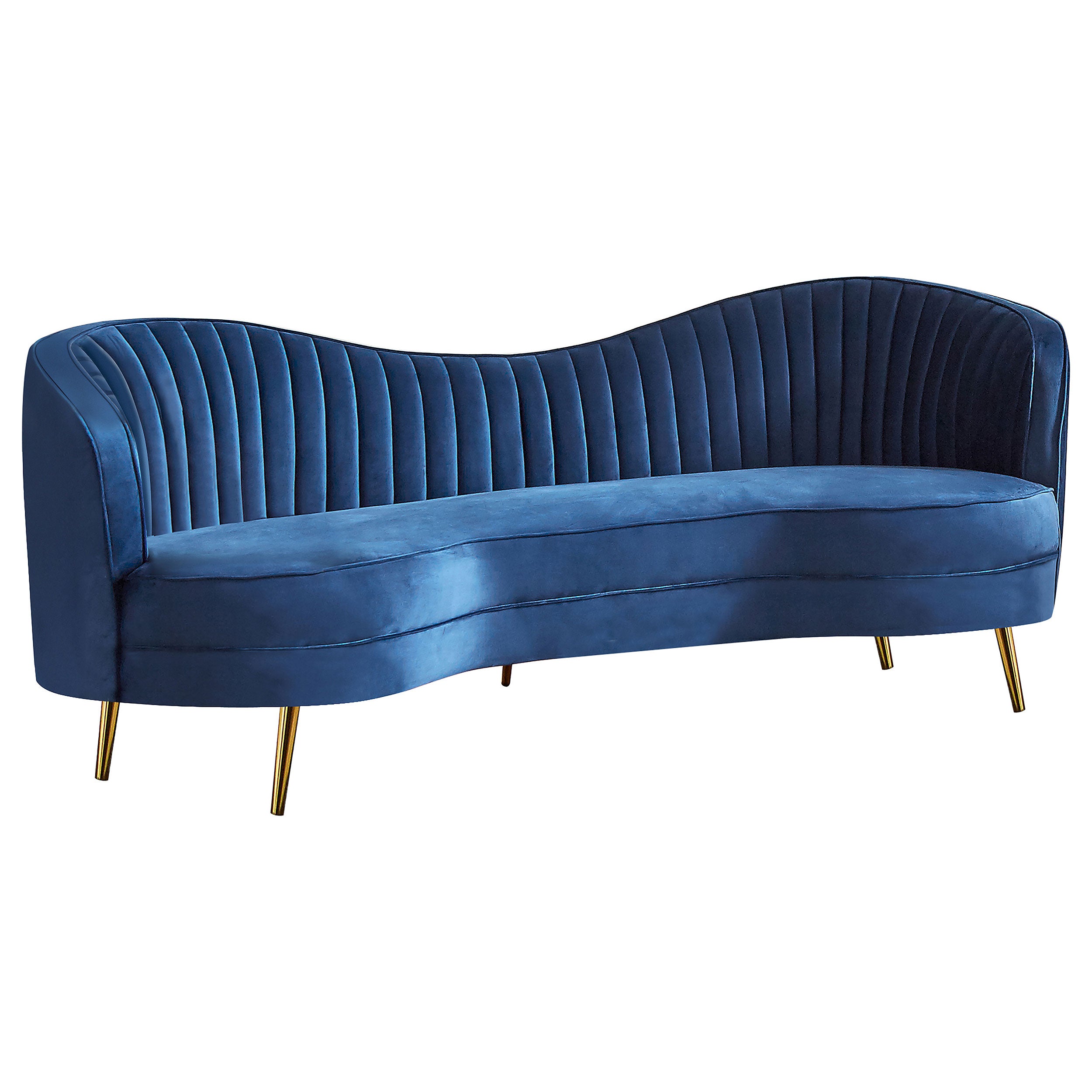 Sophia  Upholstered Channel Tufted Sofa Set Blue