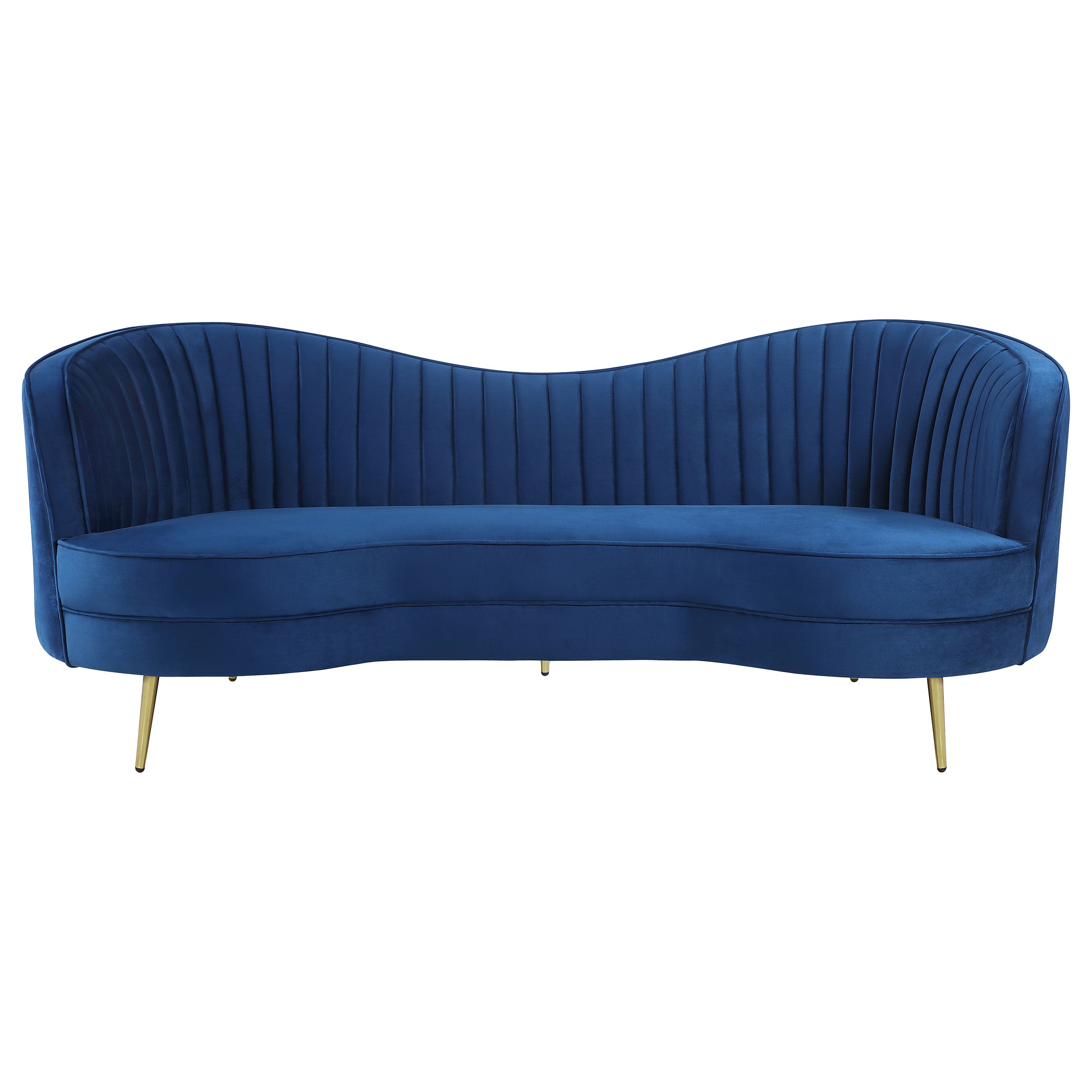 Sophia  Upholstered Channel Tufted Sofa Set Blue