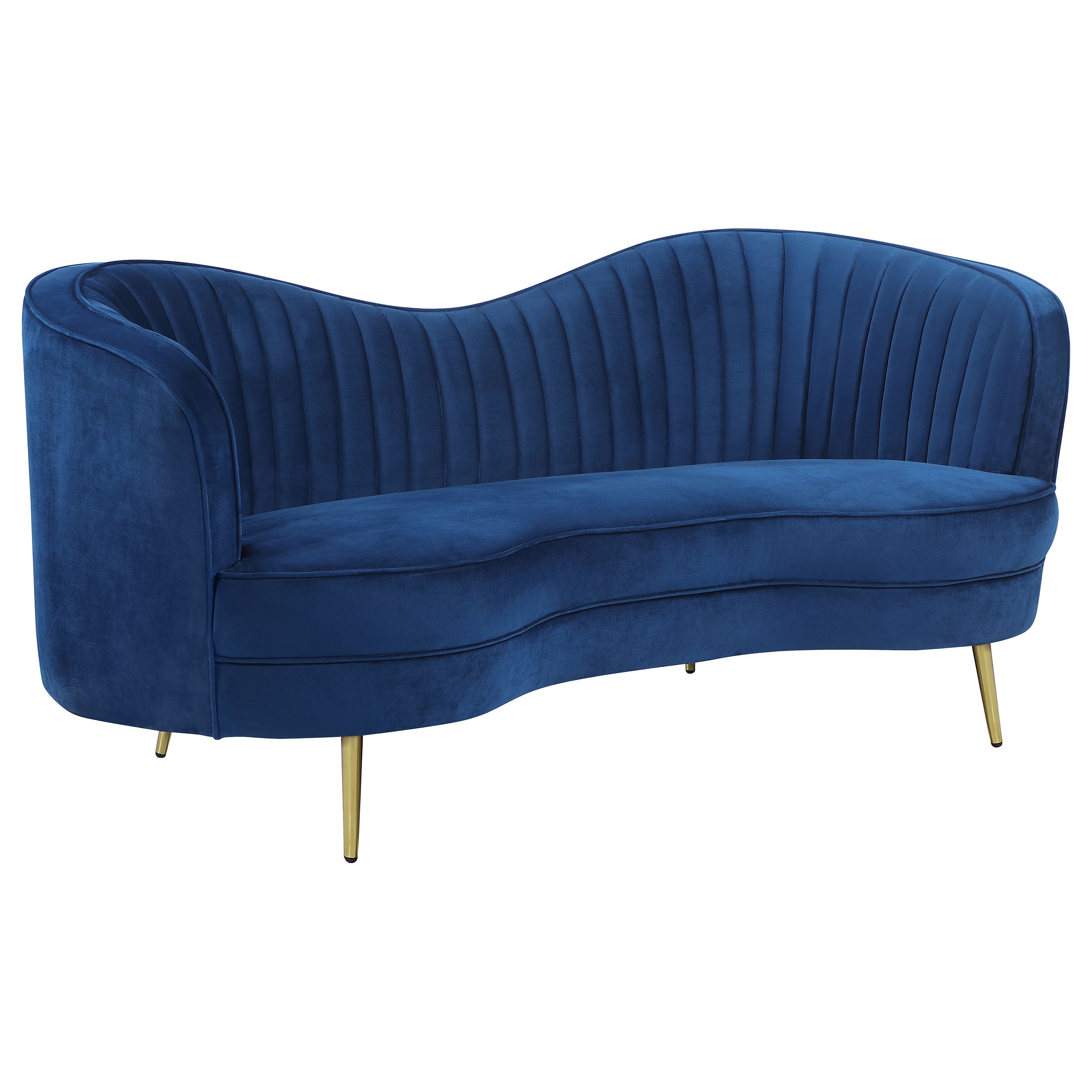 Sophia  Upholstered Channel Tufted Sofa Set Blue