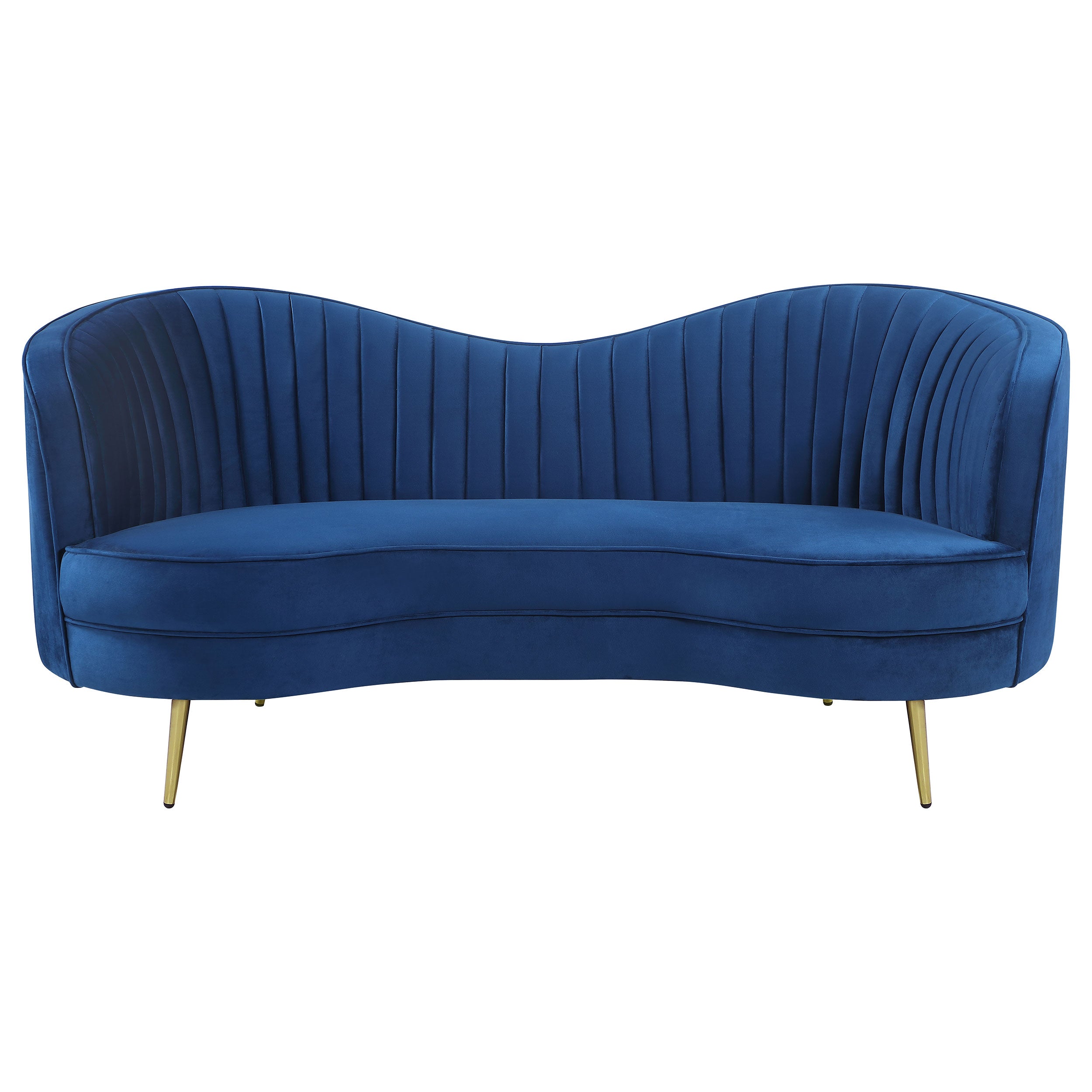 Sophia  Upholstered Channel Tufted Sofa Set Blue