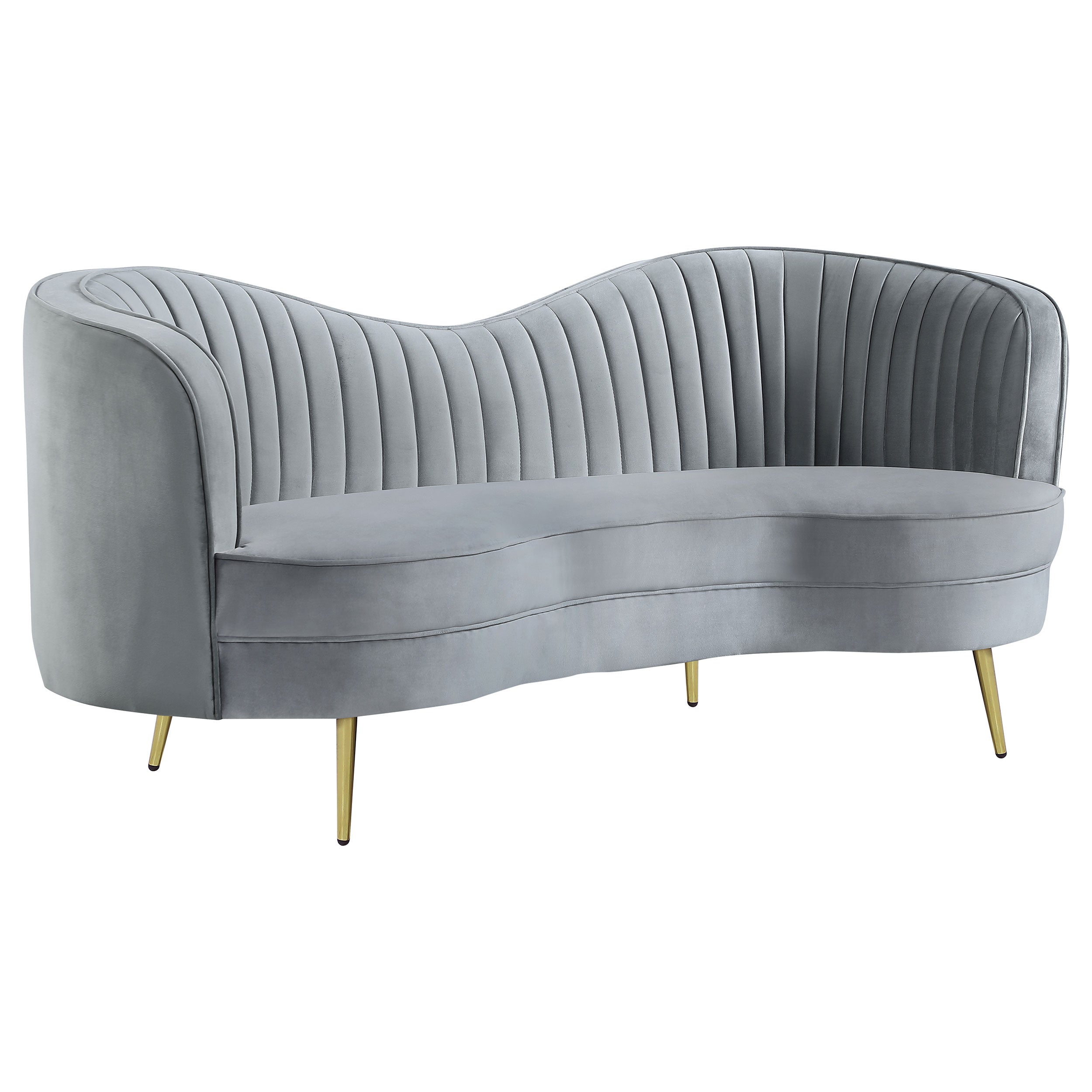 Sophia  Upholstered Channel Tufted Sofa Set Blue