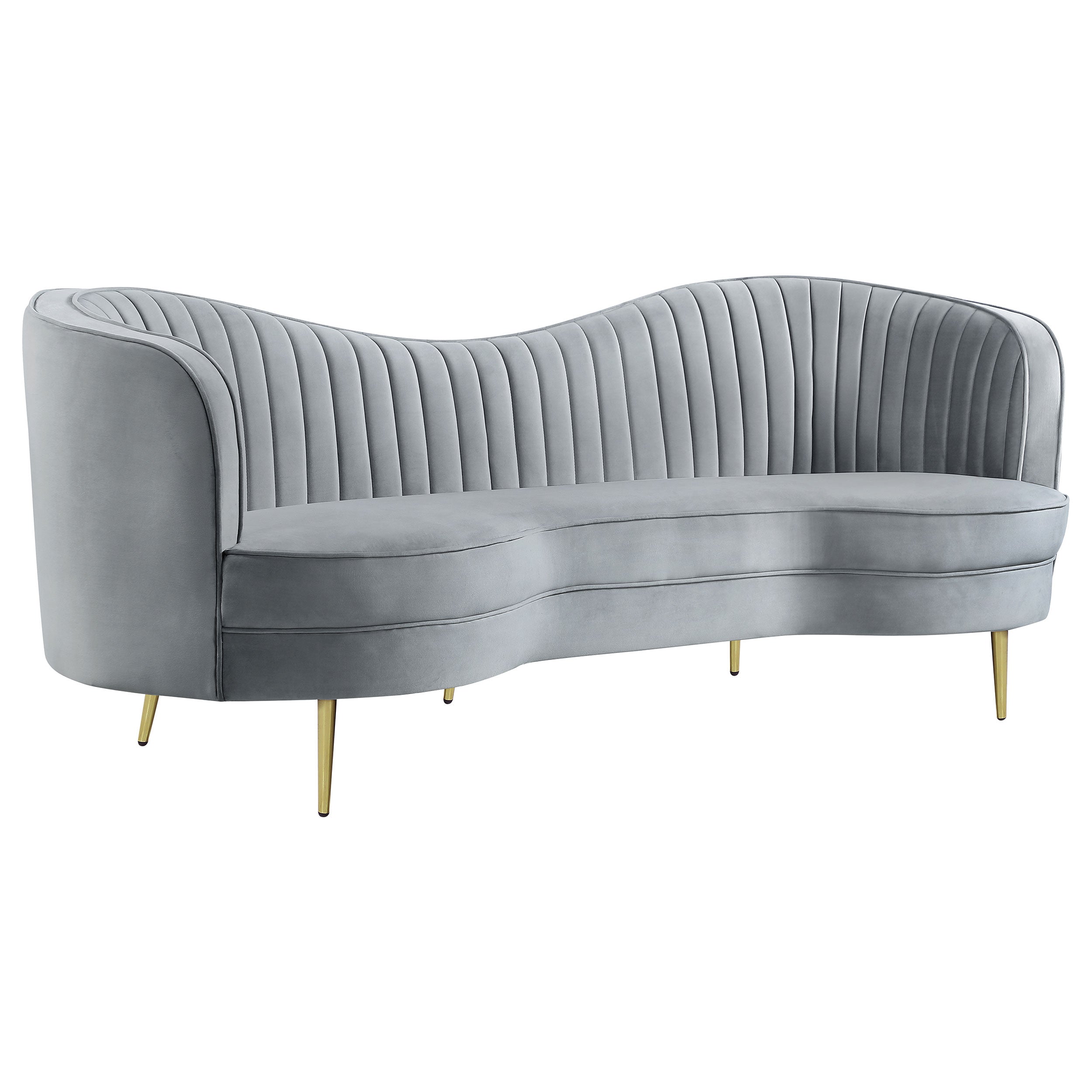 Sophia  Upholstered Channel Tufted Sofa Set Blue
