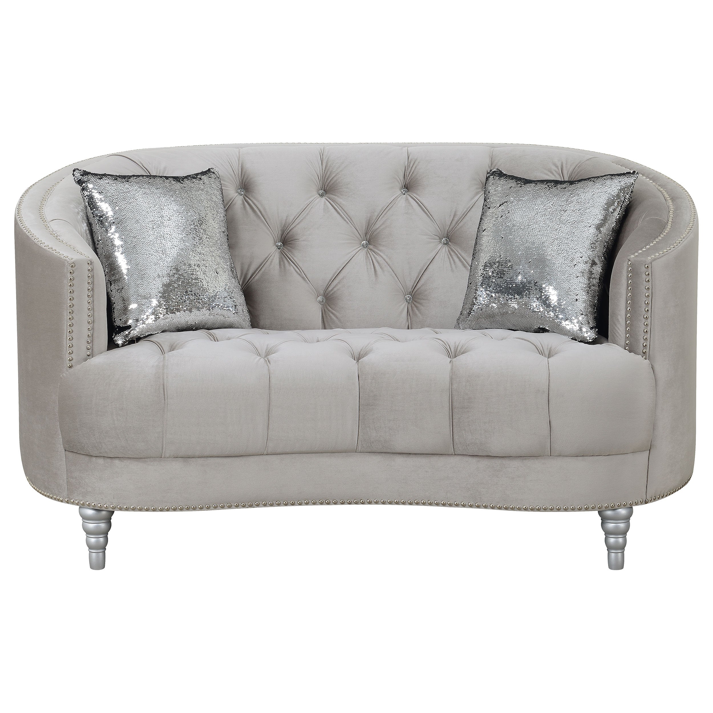 Avonlea Upholstered Sloped Arm Loveseat Grey Fabric