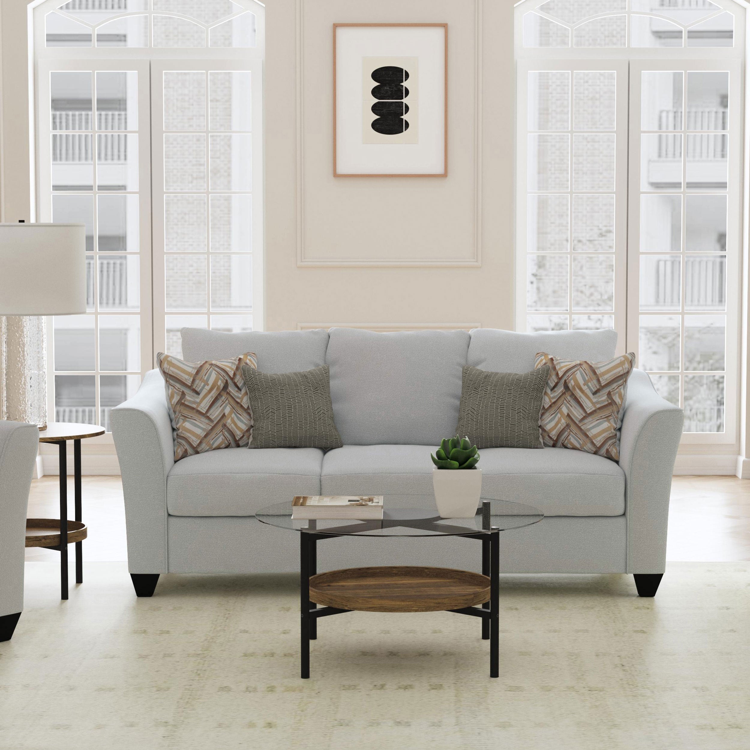 Salizar Upholstered Flared Arm Sofa Charcoal Grey