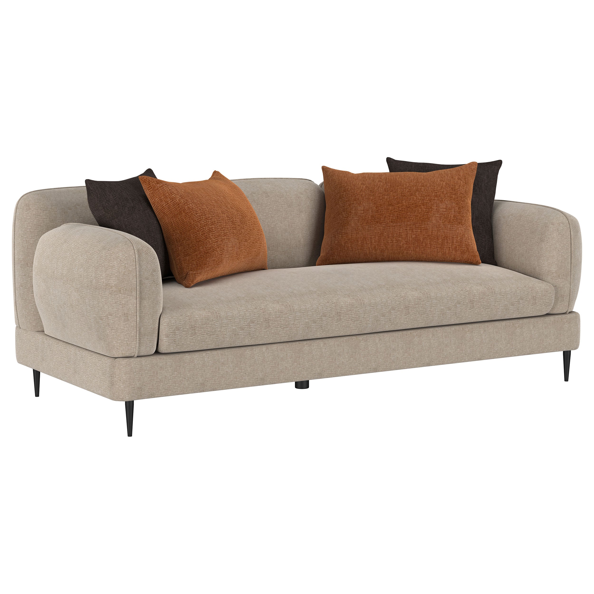 Jade Chenille Upholstered Modern Track Arm Sofa Green