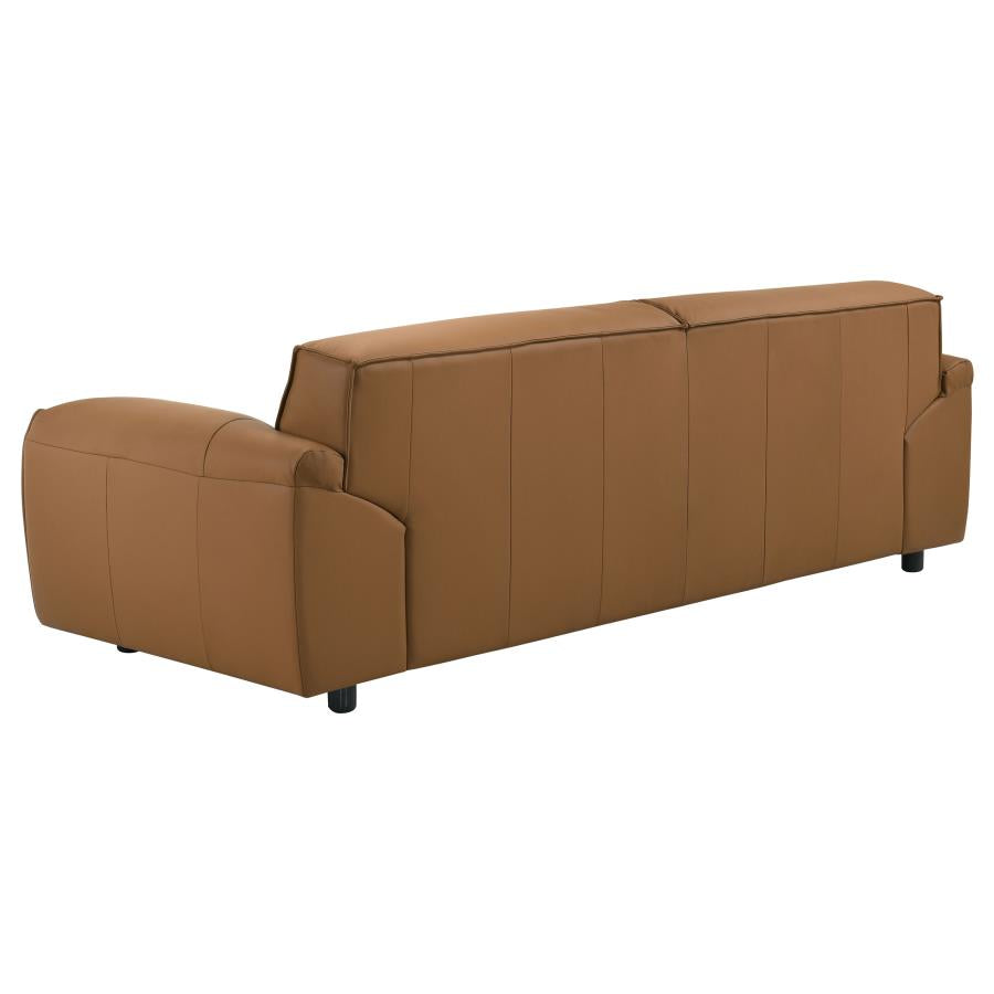 Buxton 2-Piece Leather Sofa and Loveseat (Cognac & Charcoal)