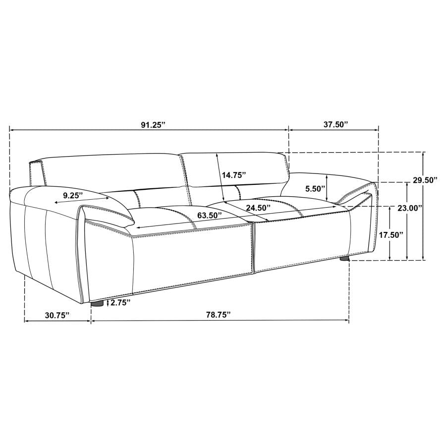 Buxton 2-Piece Leather Sofa and Loveseat (Cognac & Charcoal)
