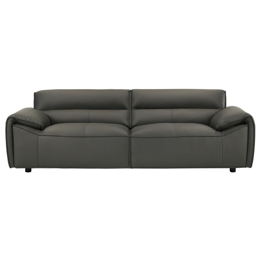 Buxton 2-Piece Leather Sofa and Loveseat (Cognac & Charcoal)
