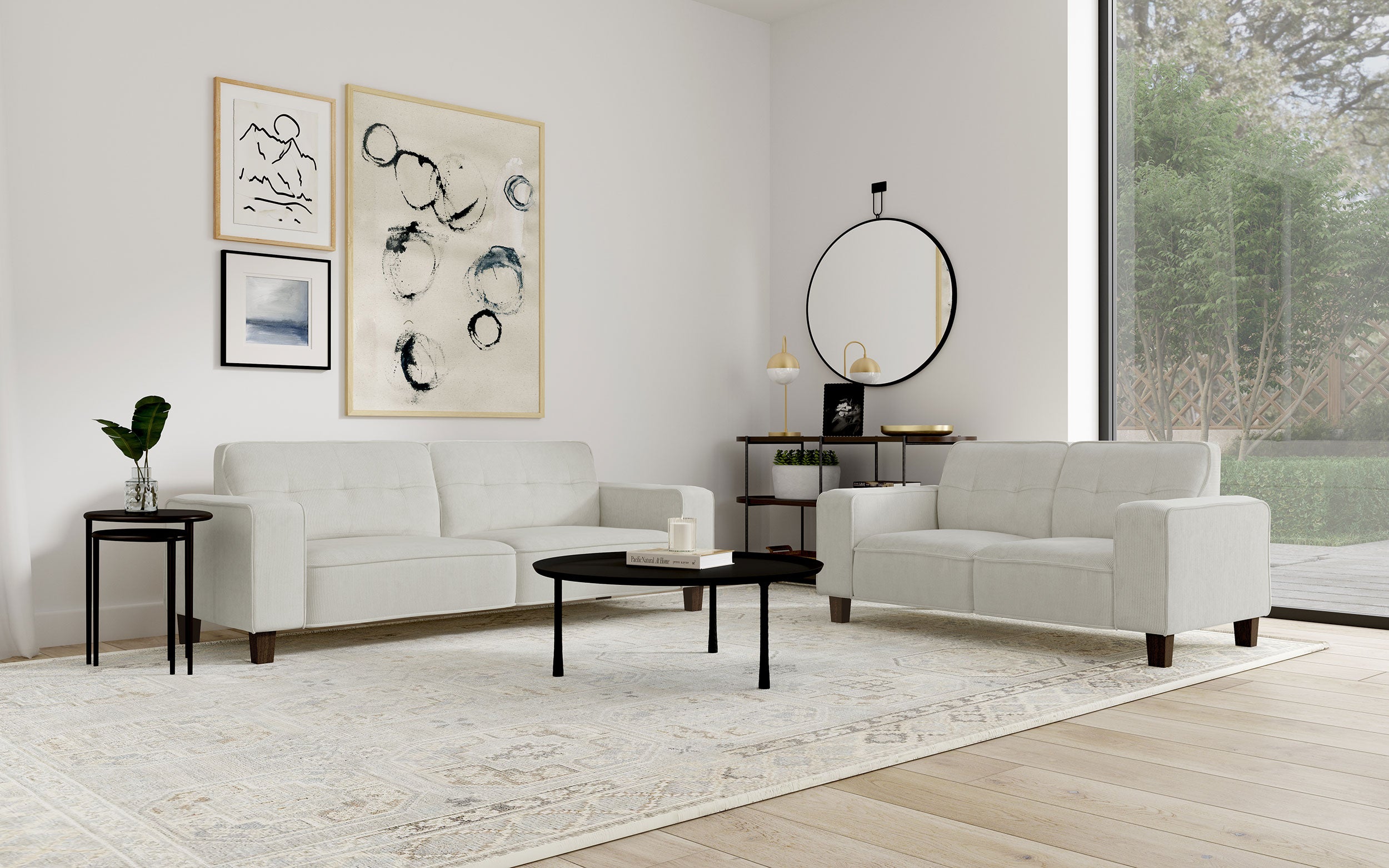 Deerhurst  Upholstered Track Arm Sofa Set Charcoal