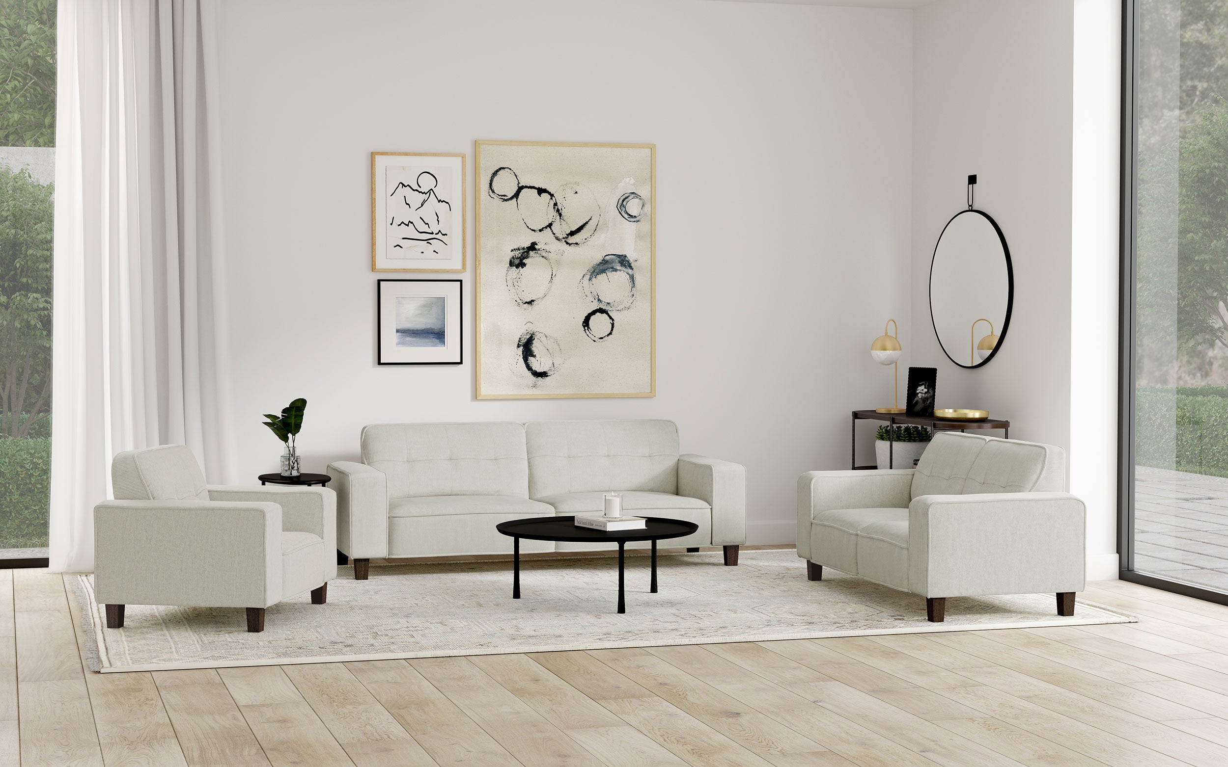 Deerhurst  Upholstered Track Arm Sofa Set Charcoal
